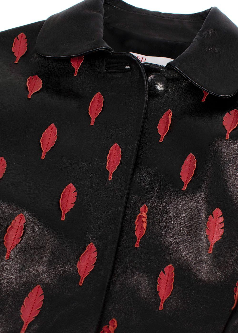Red Valentino Black Embroidered Leather Jacket