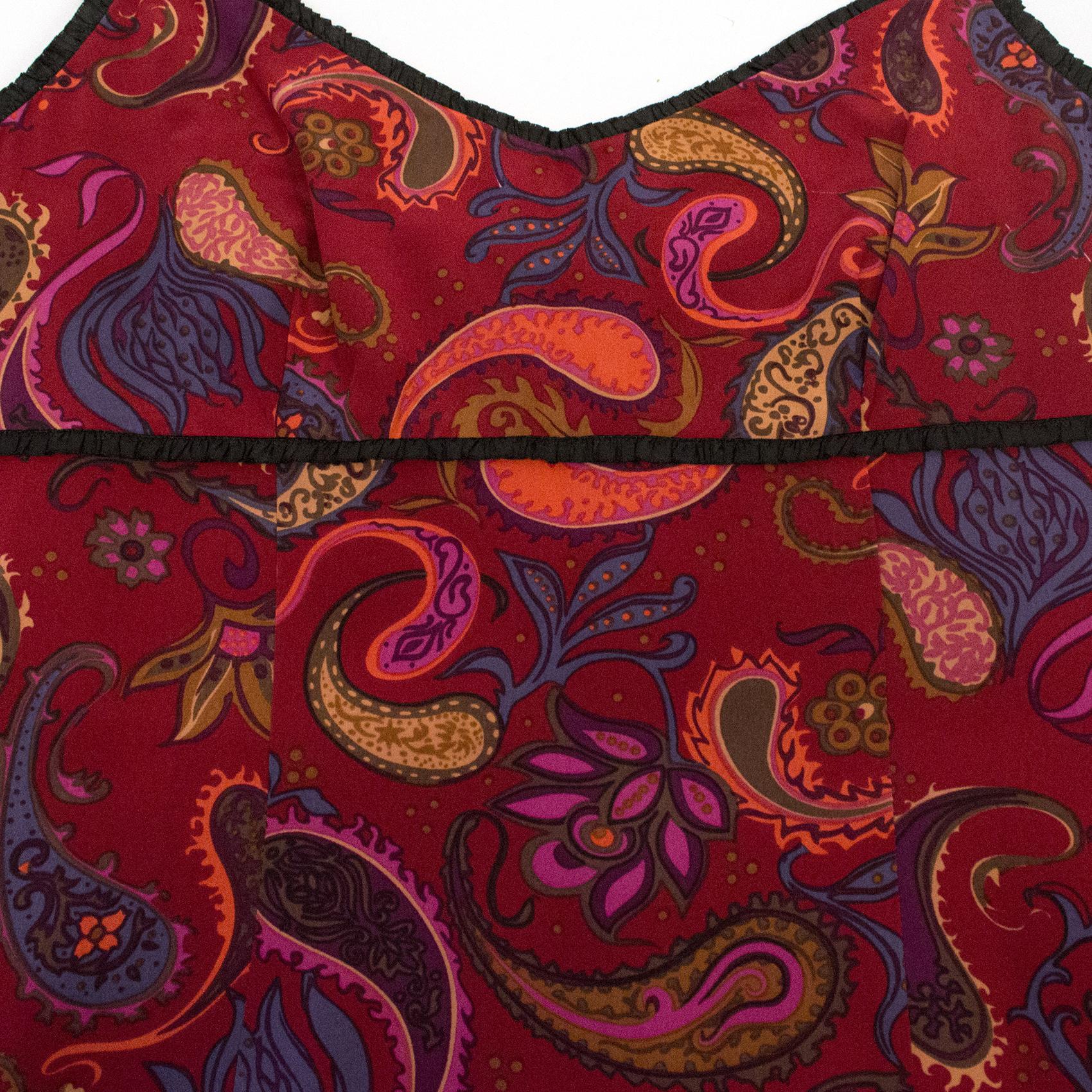 Nicole Miller red Paisley Print Silk Dress