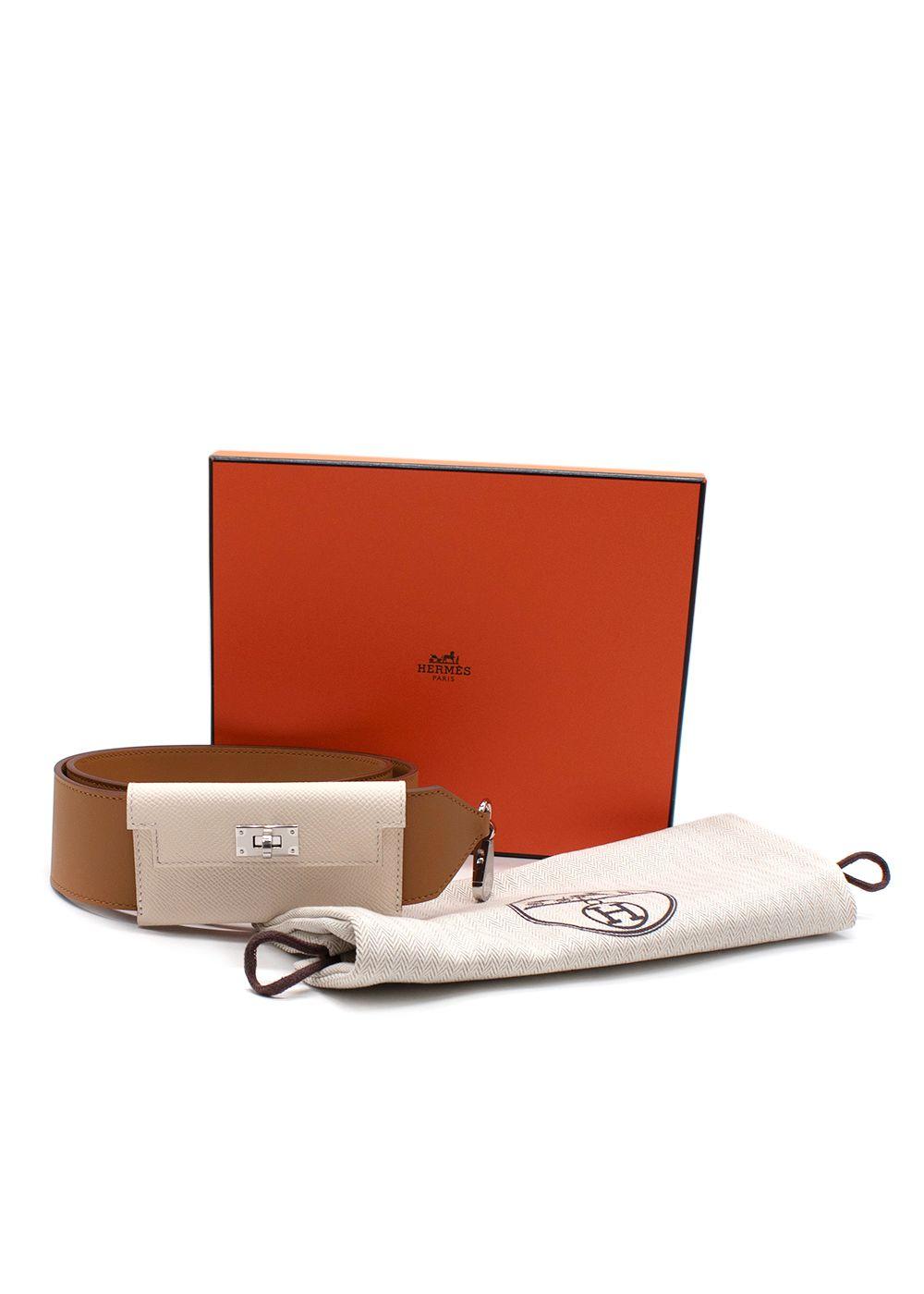 Hermes Kelly Gold and Craie Pocket Bag Strap with Palladium Hardware