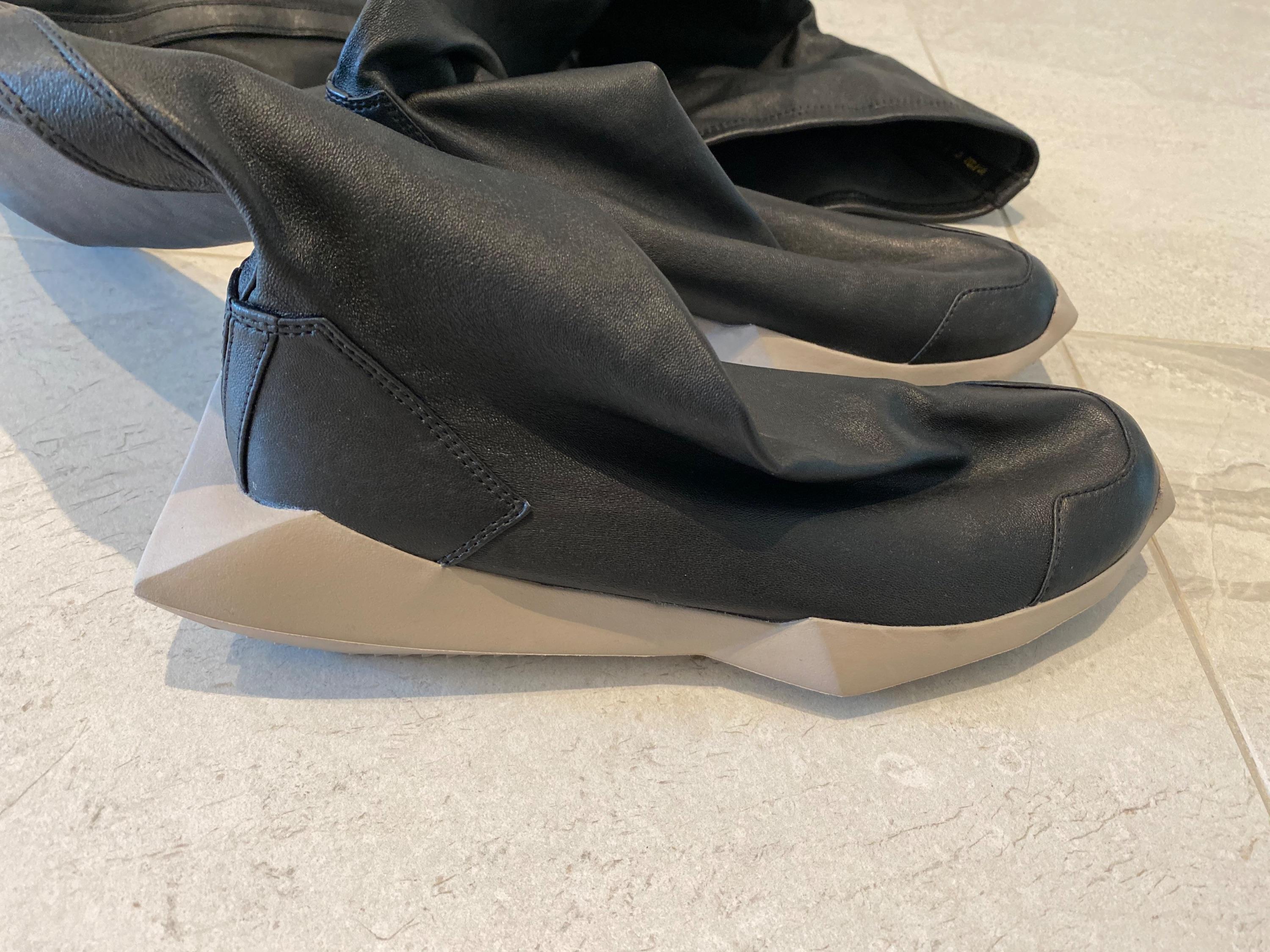 x Adidas Black Leather Over the Knee Trainers