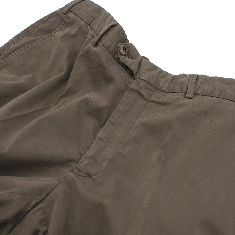 Canali Brown Cotton Straight Leg Trousers