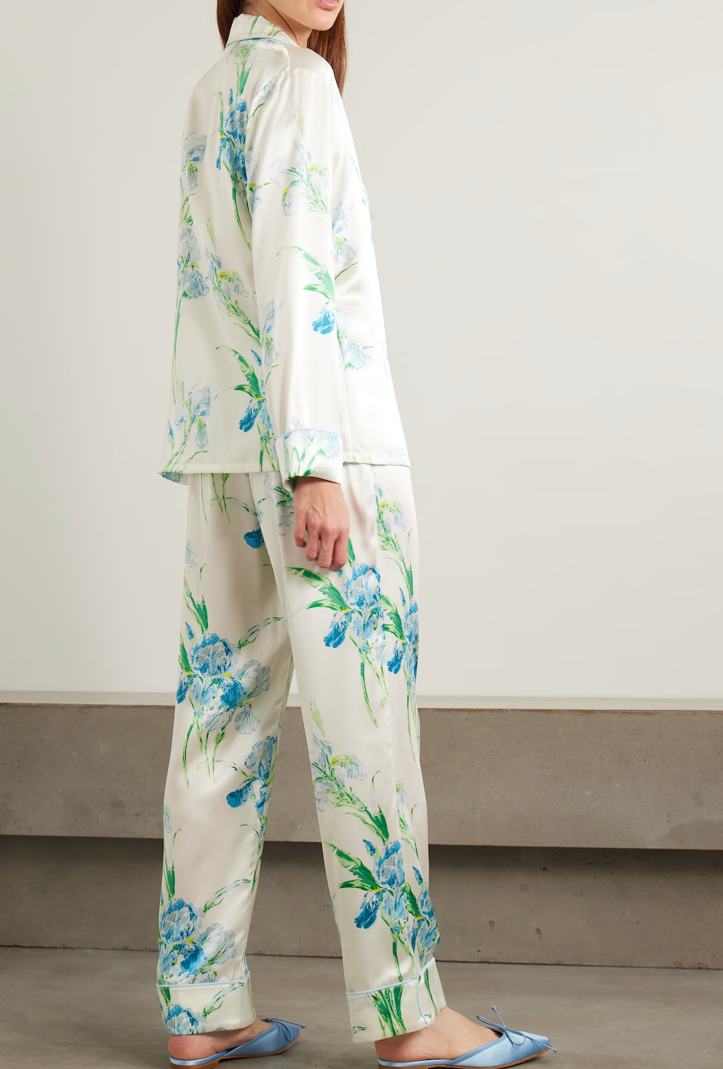 Olivia von Halle White Silk Floral Lila Asterias Pyjama Set