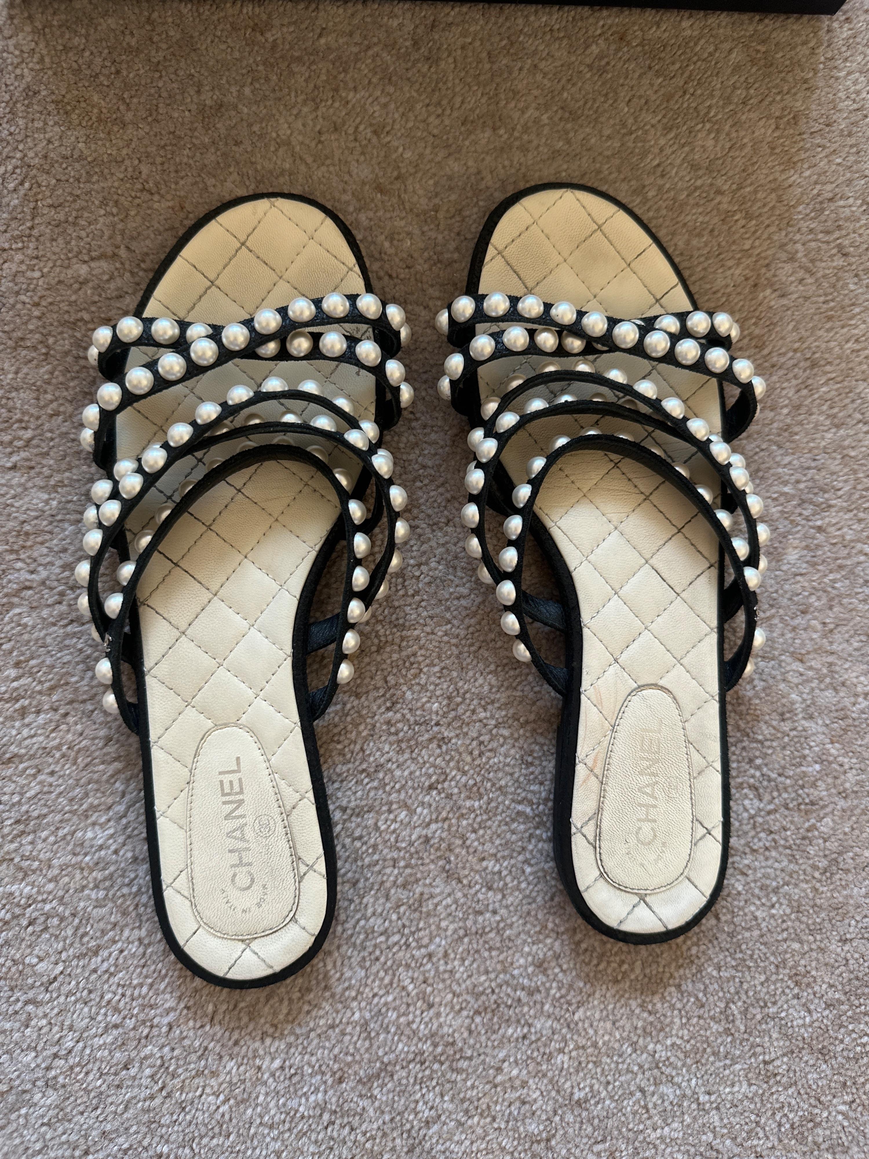 Pearl Beaded Flat Slides
