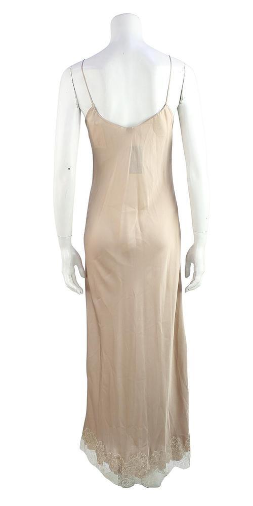 nude silk crepe lace trimmed slip