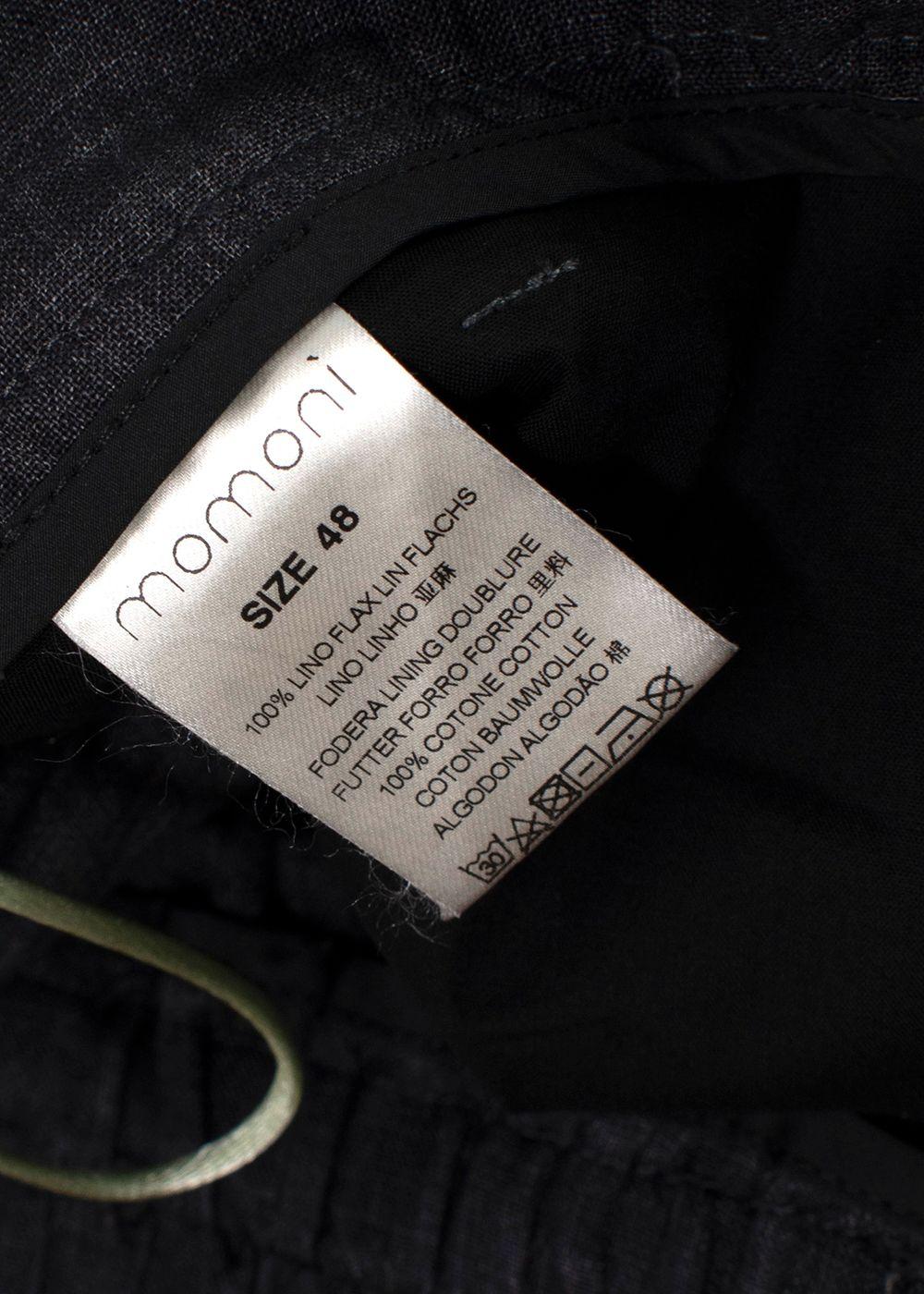 Momoni Dark Grey Linen Wide Leg Trousers