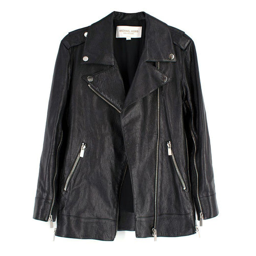 Michael Kors Collection Black Leather Biker Jacket