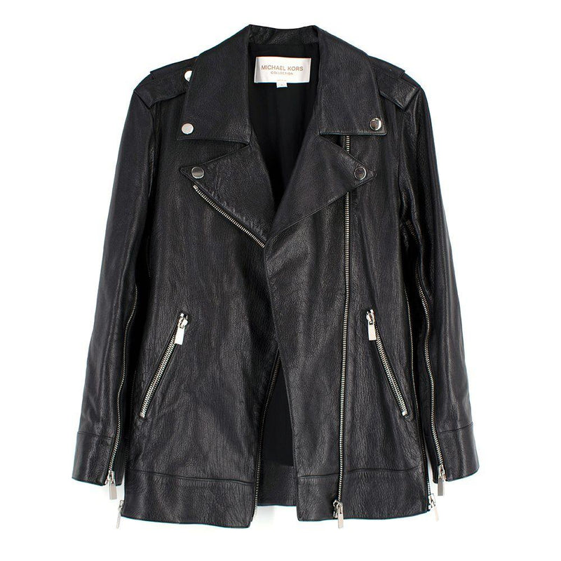 Michael Kors Collection Black Leather Biker Jacket