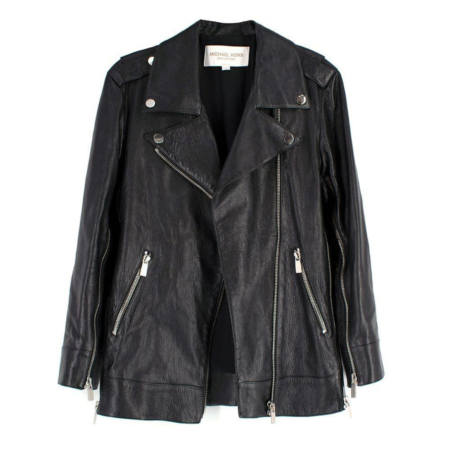Michael Kors Collection Black Leather Biker Jacket