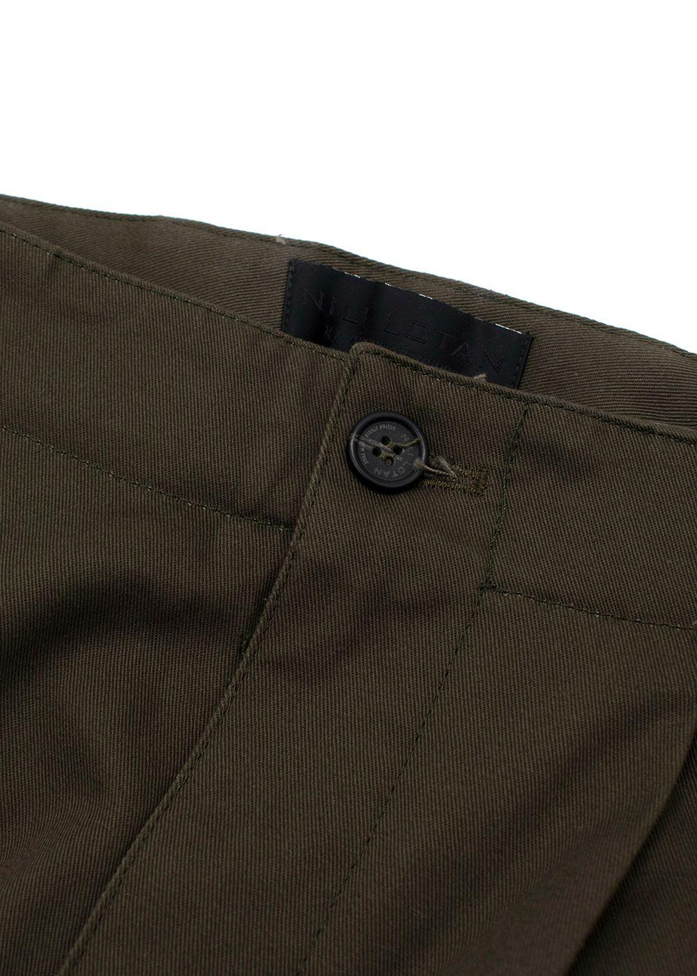 Nili Lotan Khaki Wide Leg Cargo Trousers