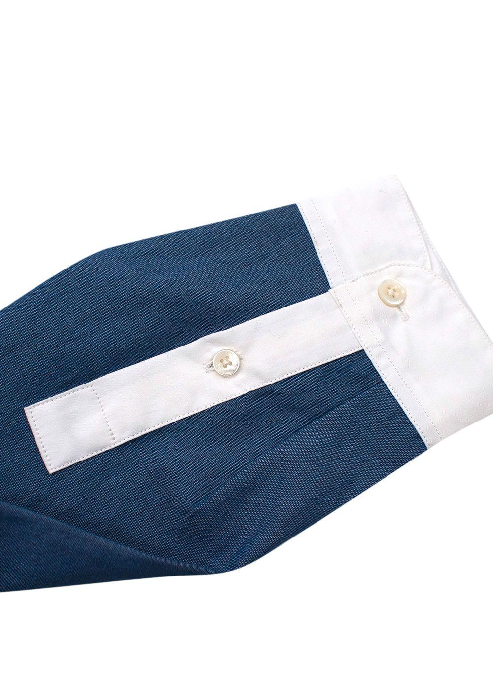 Navy White Collar  Shirt