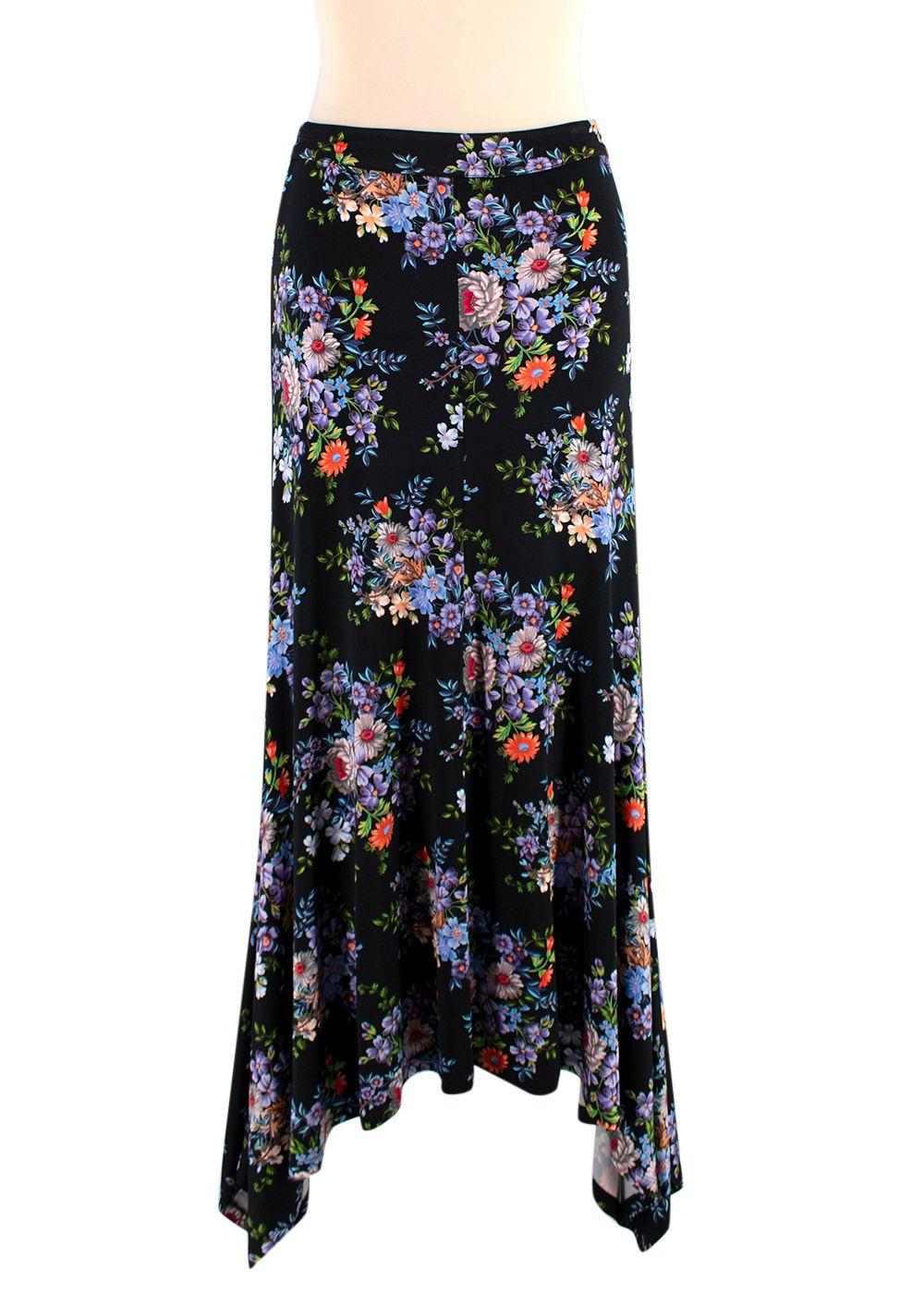 Paco Rabanne Black Floral Asymmetric Hem Skirt