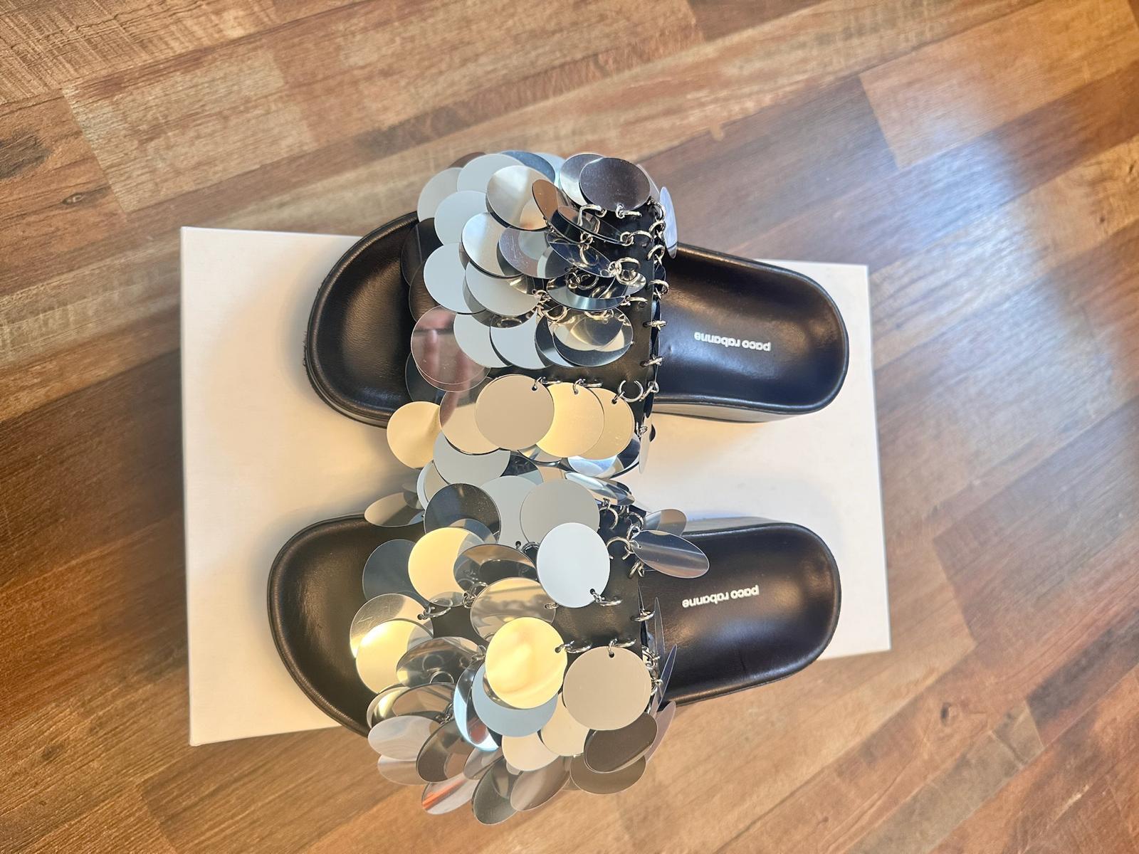 Paco Rabanne Silver Sequin Slides