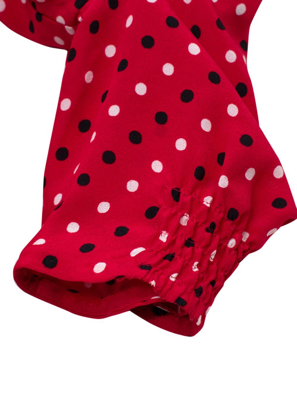 Saloni Red Polka Dot Print Silk Dress