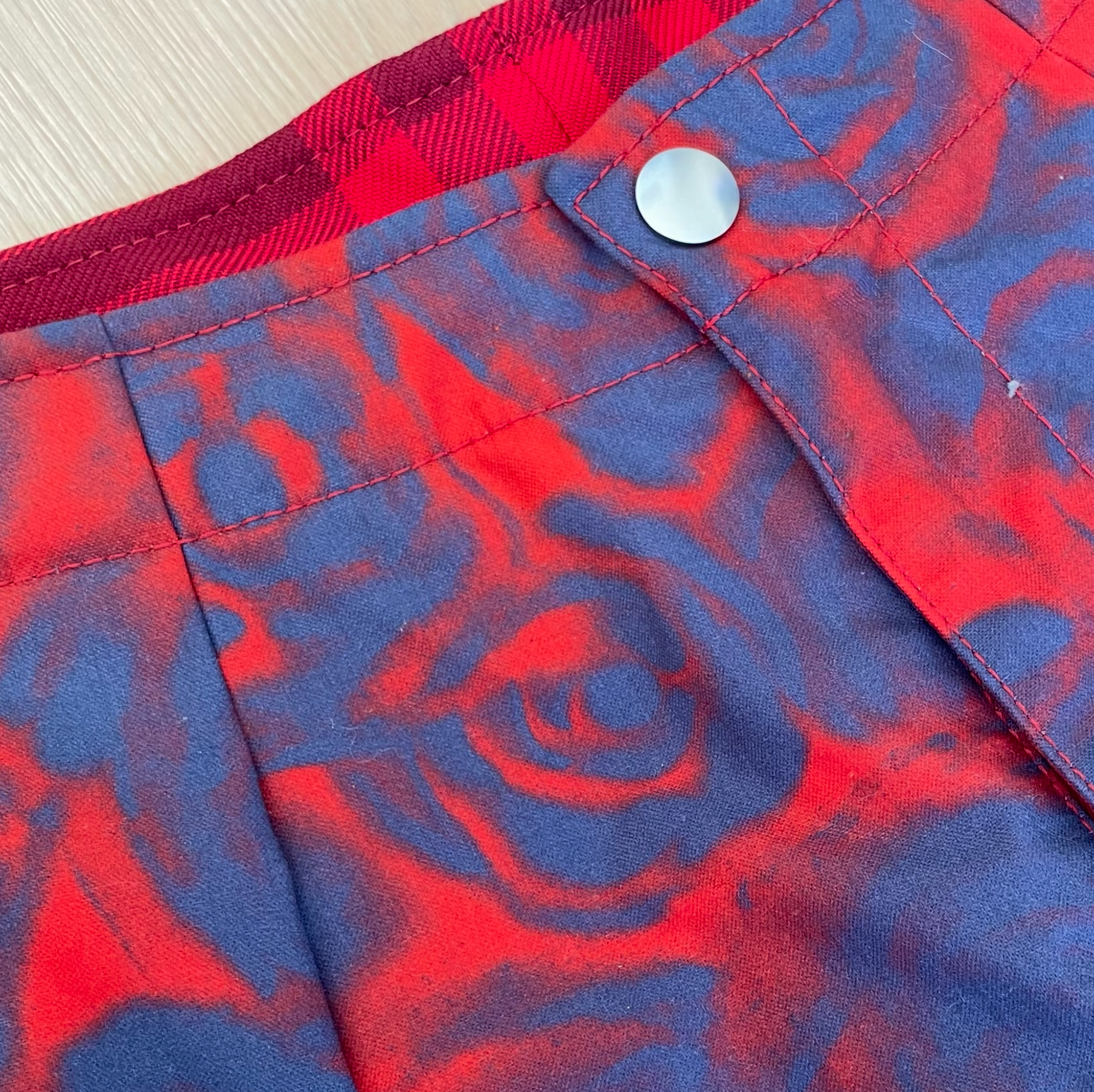 Purple and Red Printed Wide-Leg Trousers