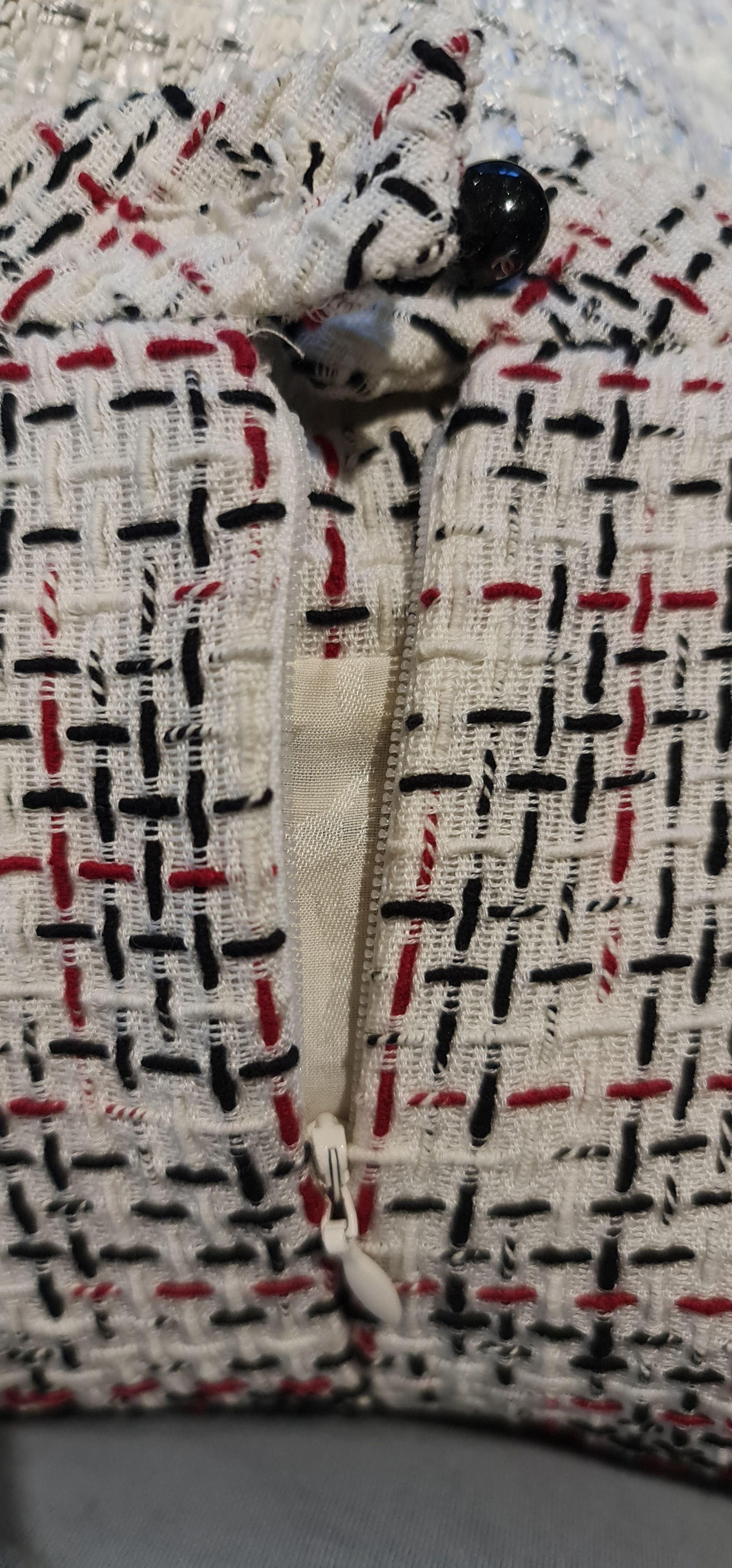 Chanel White Checked Tweed Dress