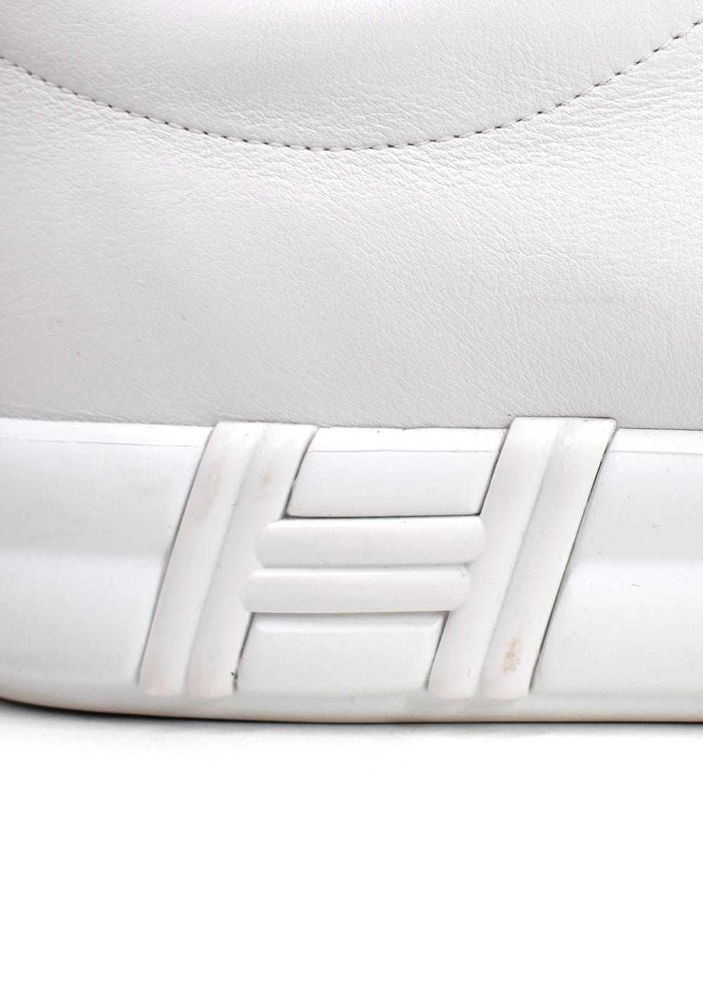 Hermes White Leather Happy  Sneakers