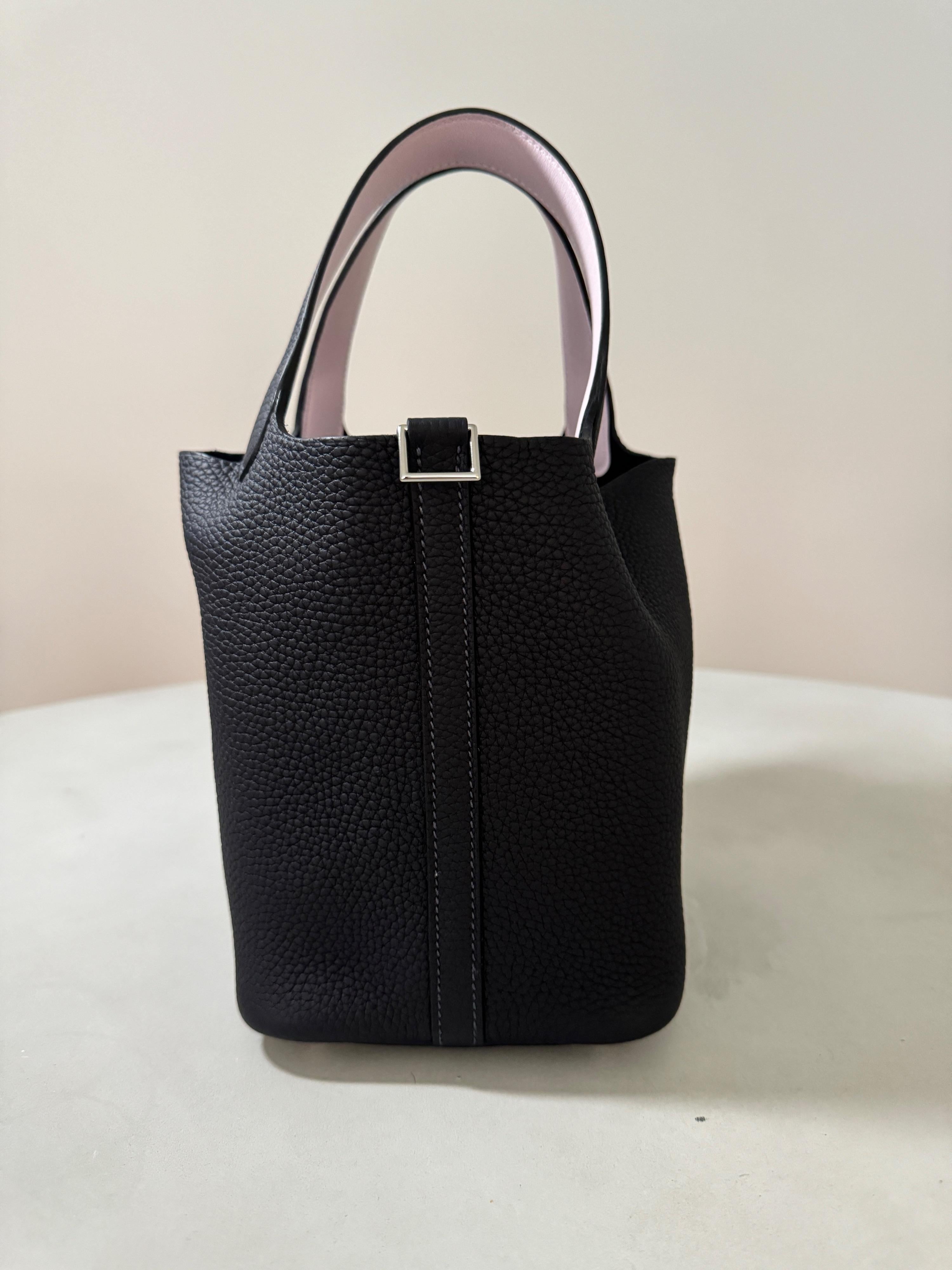 Hermes Limited Edition Picotin 18 in Caban and Mauve Sylvester Clemence Leather with Palladium Hardware