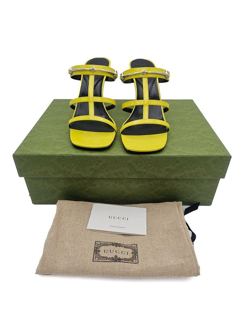 Gucci Yellow Leather Heeled Mules