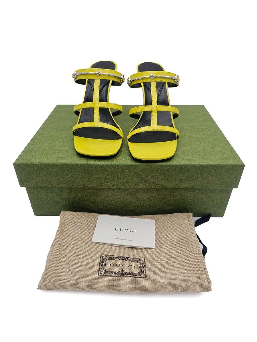 Gucci Yellow Leather Heeled Mules