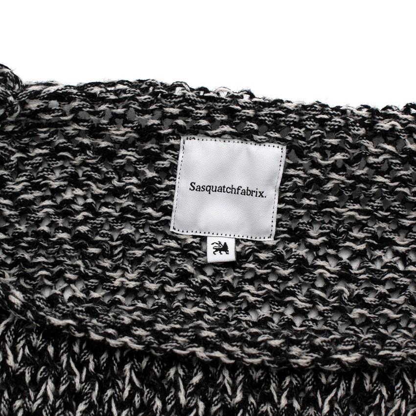 Sasquatchfabrix Shoe-Laced Stitched Two Tone Wool Sweater