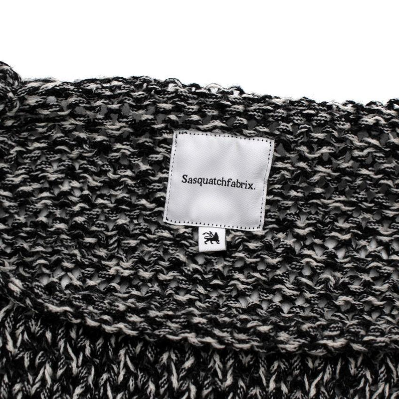 Sasquatchfabrix Shoe-Laced Stitched Two Tone Wool Sweater