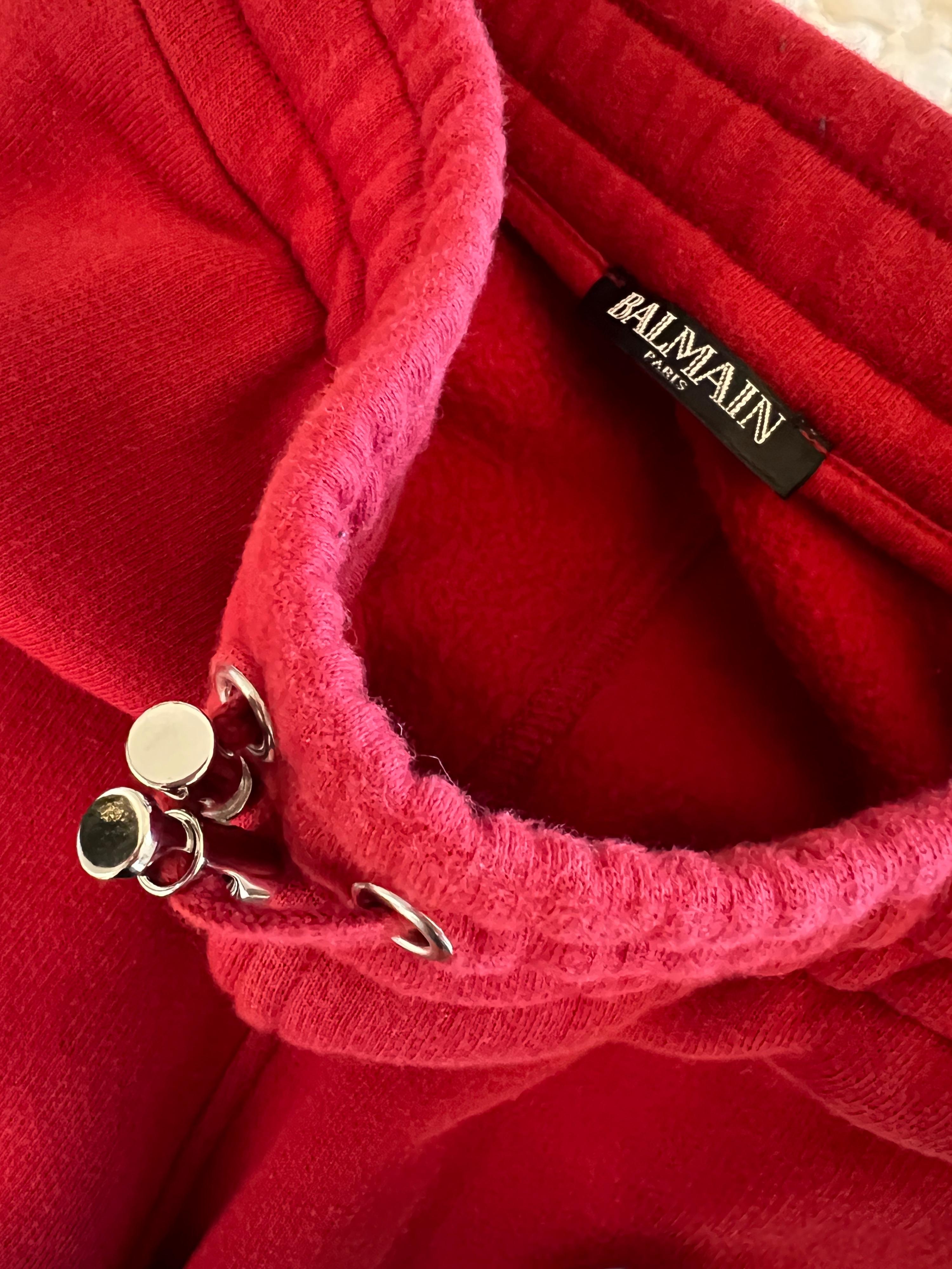 Red Cotton Jogger Trousers