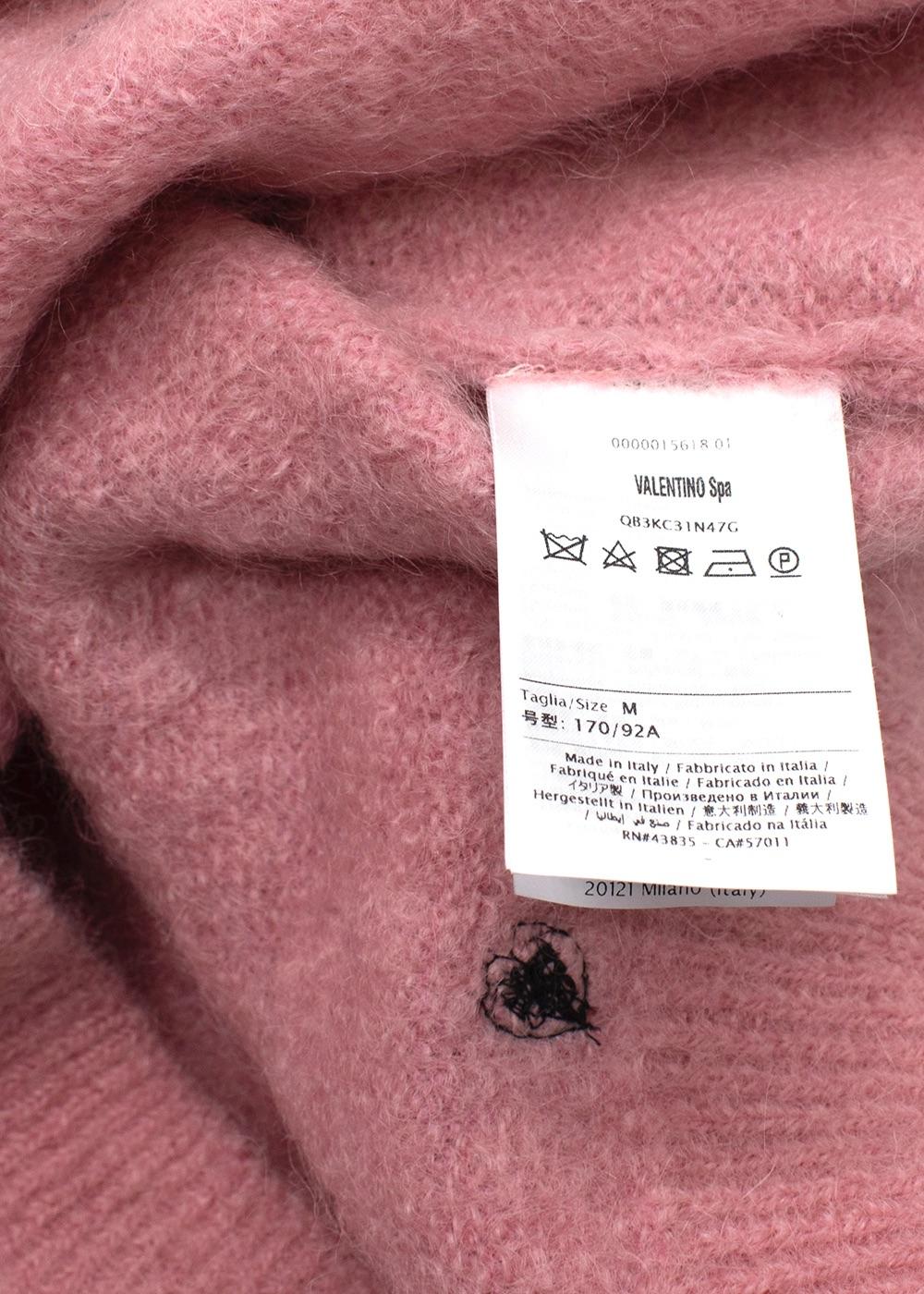 Valentino Pink Sequin Embellished Mohair Blend Jumper