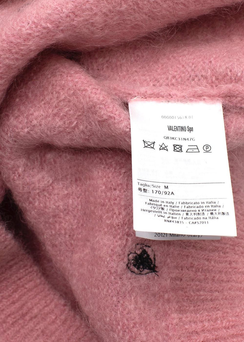 Valentino Pink Sequin Embellished Mohair Blend Jumper