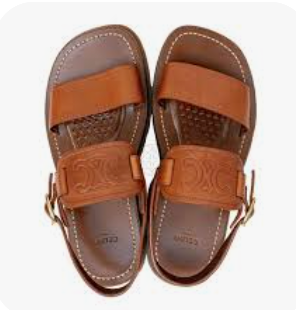 Sold Out Tan Leather Celine Logo Sandals