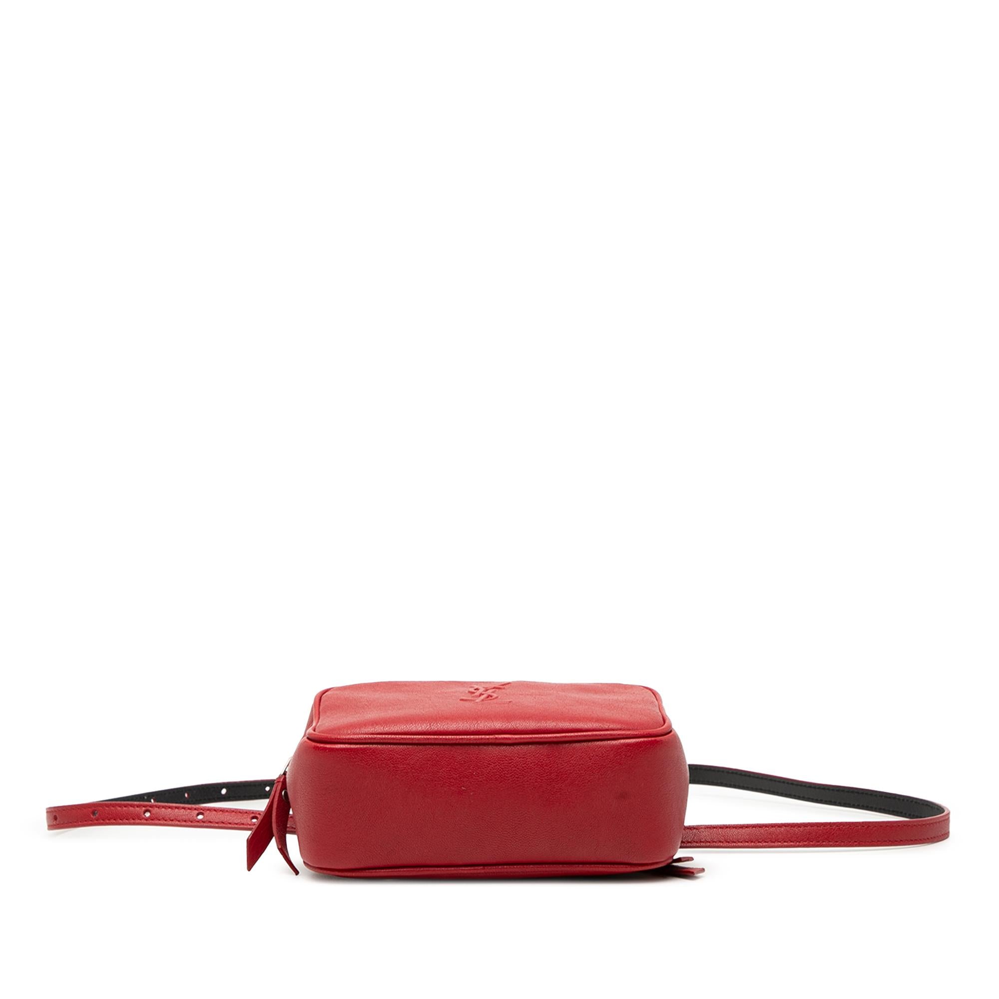 Saint Laurent Red Leather Monogram Lou Belt Bag