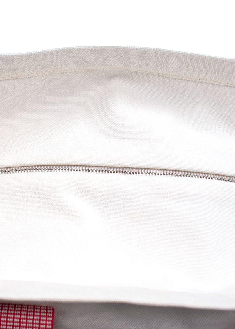 Hermes White Canvas Circus Nappy Tote Bag