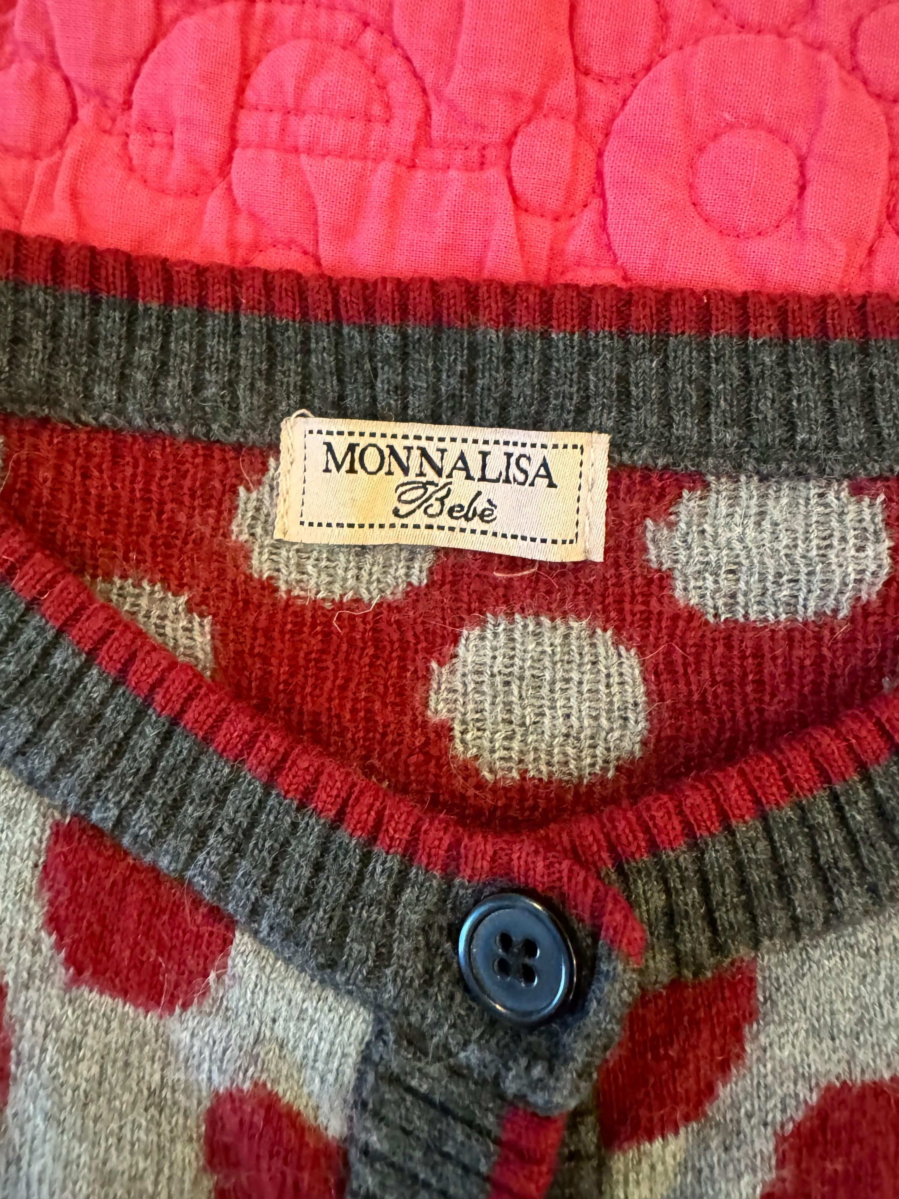 Monnalisa Kid's Grey Polka Dot Wool Cardigan