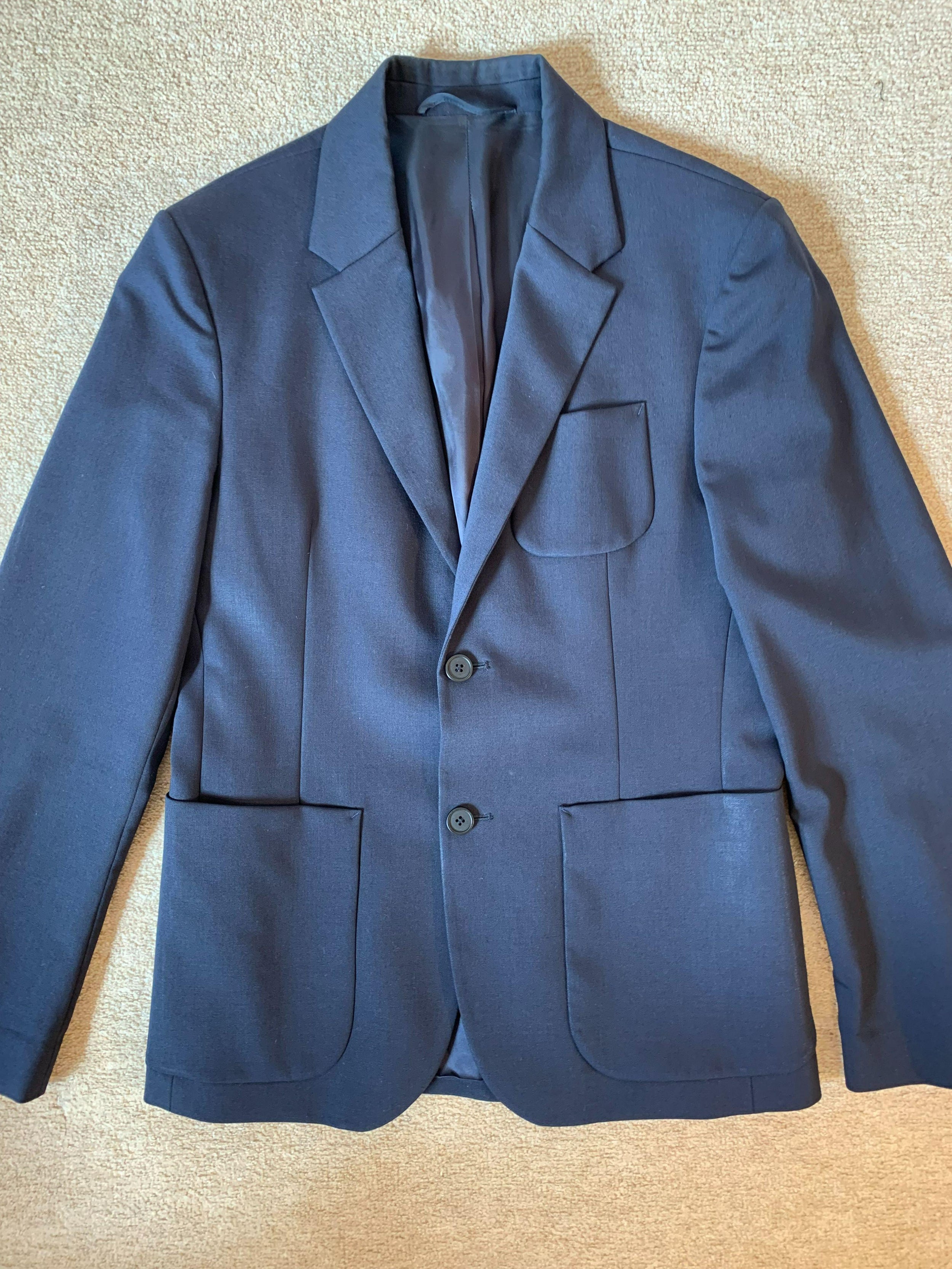 Blue Wool Blend Tailored Jacket