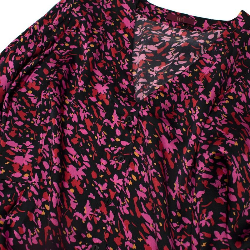 WtR Black Satin Ditzy Floral Maxi Dress
