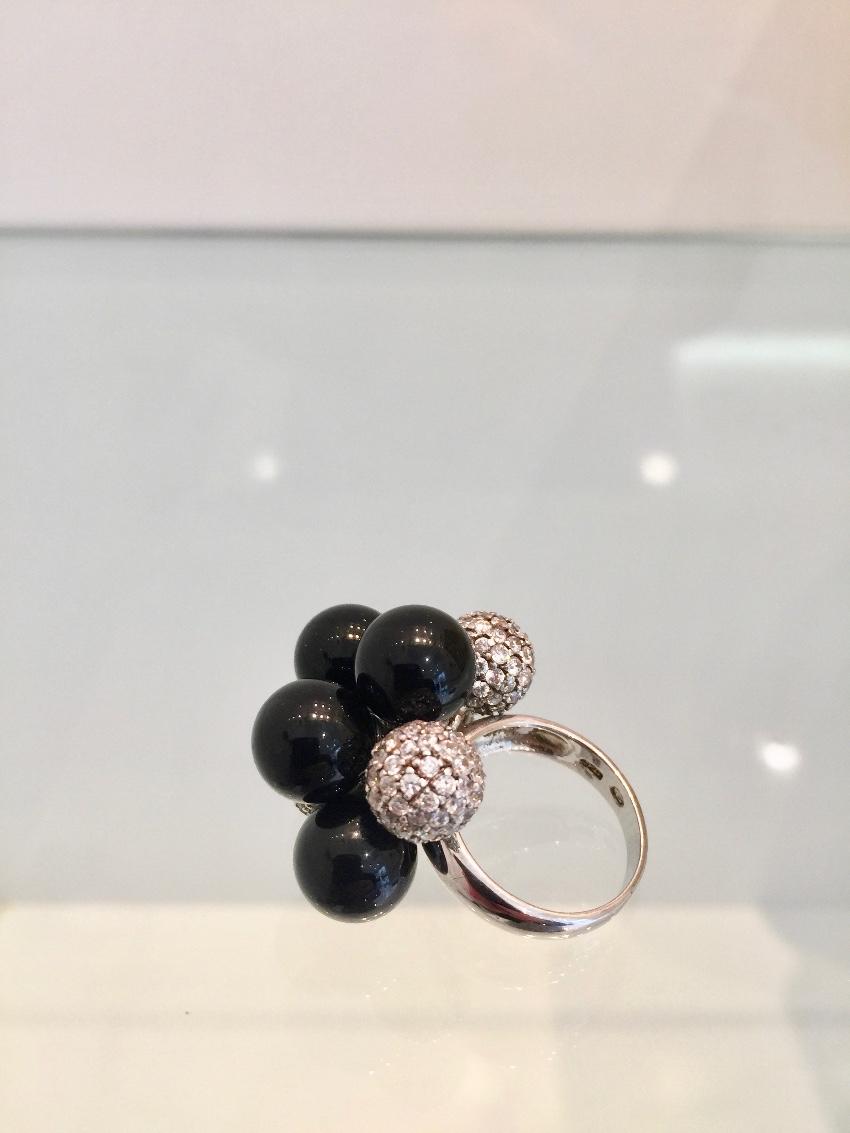 Ambrosia Paris Couture Onyx & Swarovski Crystal Ring
