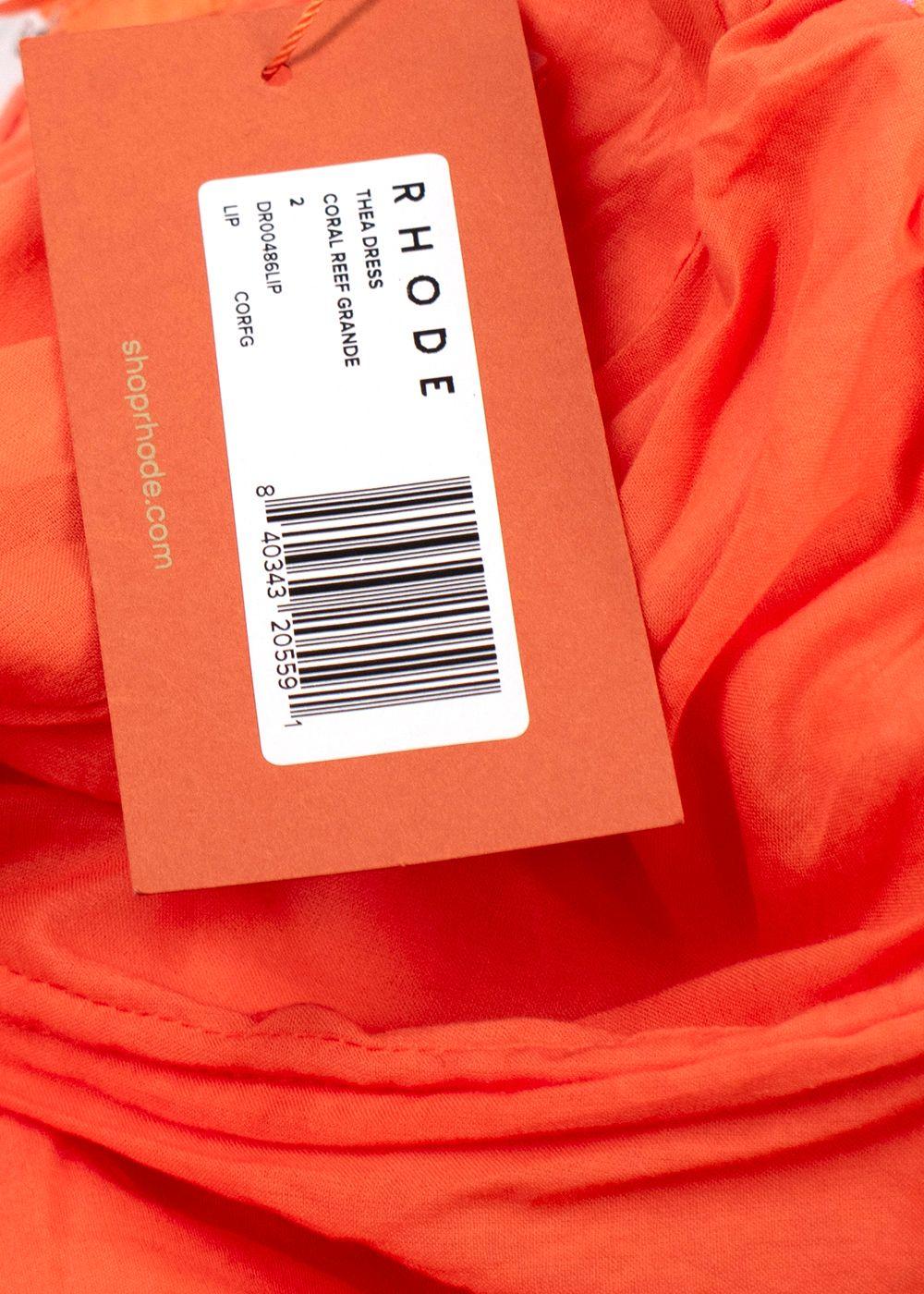 Rhode Orange Thea Linen Midi Dress
