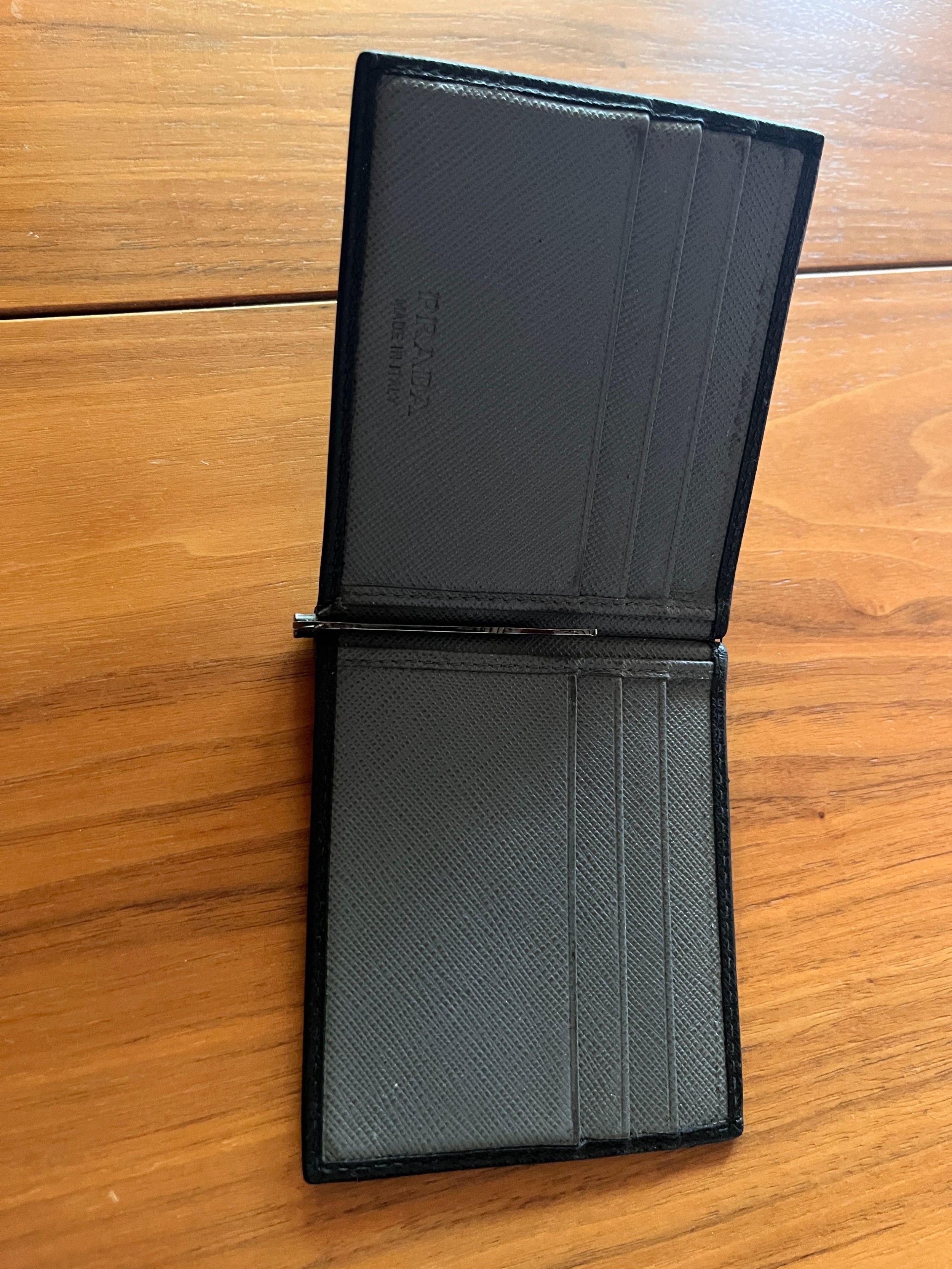 Black Saffiano leather compact wallet