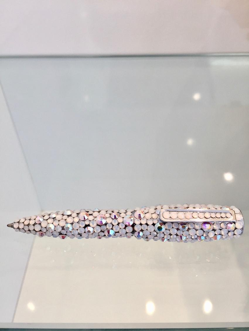 Ambrosia White Silver Iridescent Swarovski Crystal Ball Point Pen