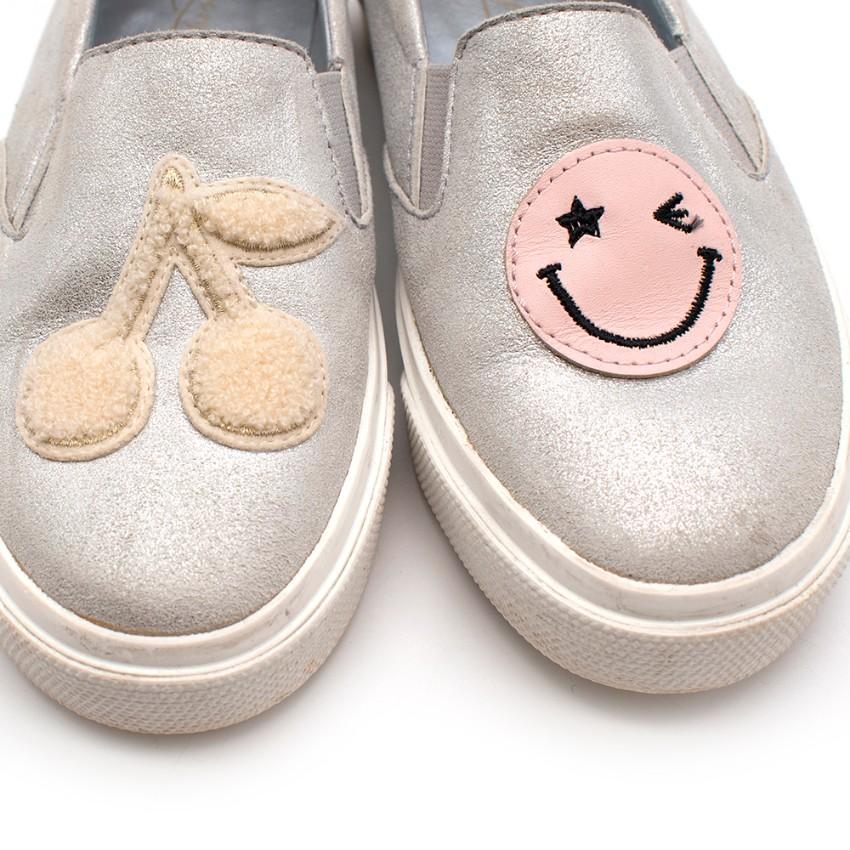 Bonpoint Slip-on Silver Brushed Cherry Applique Trainers