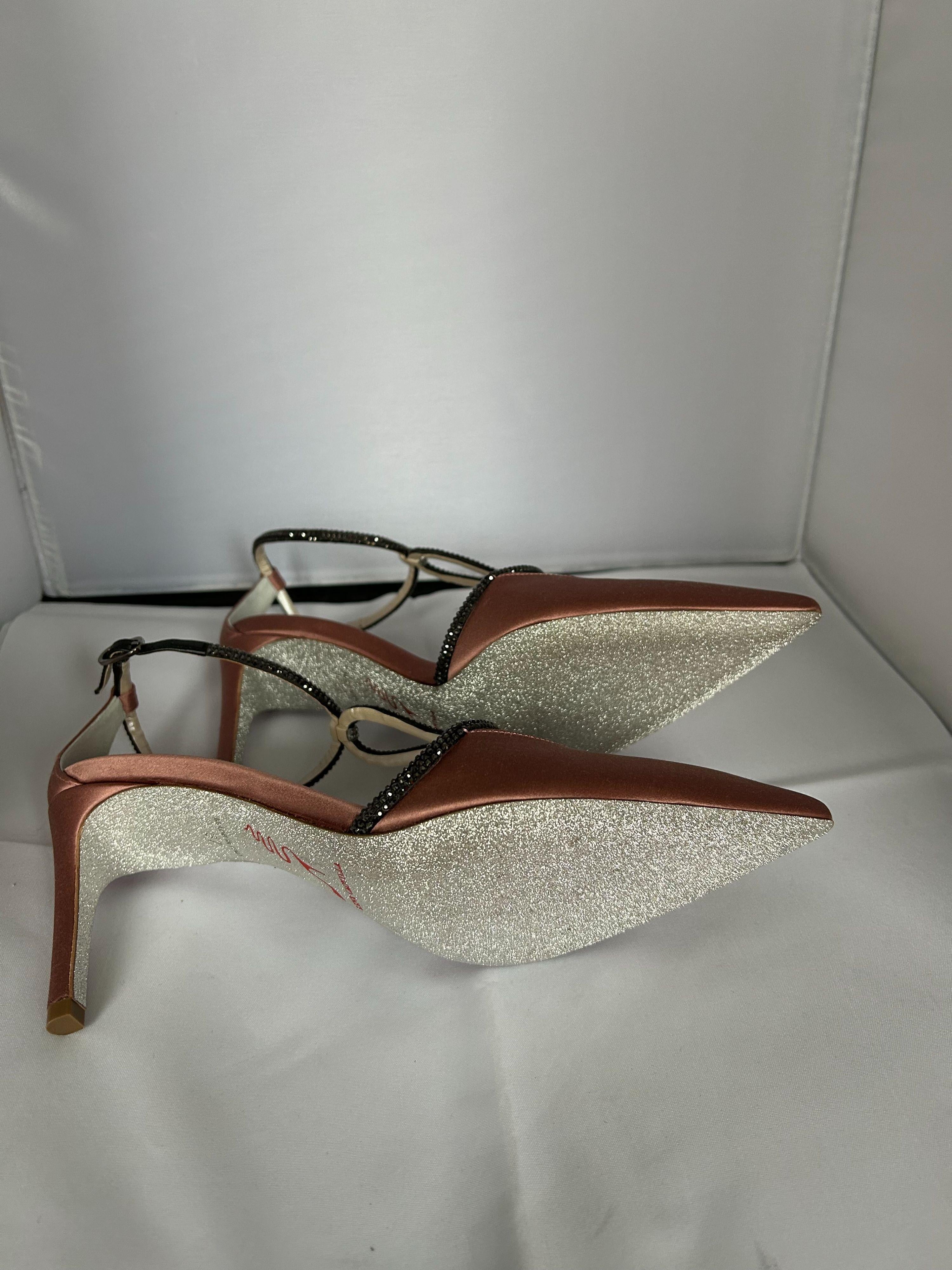 Rene Caovilla Pink Satin Heels