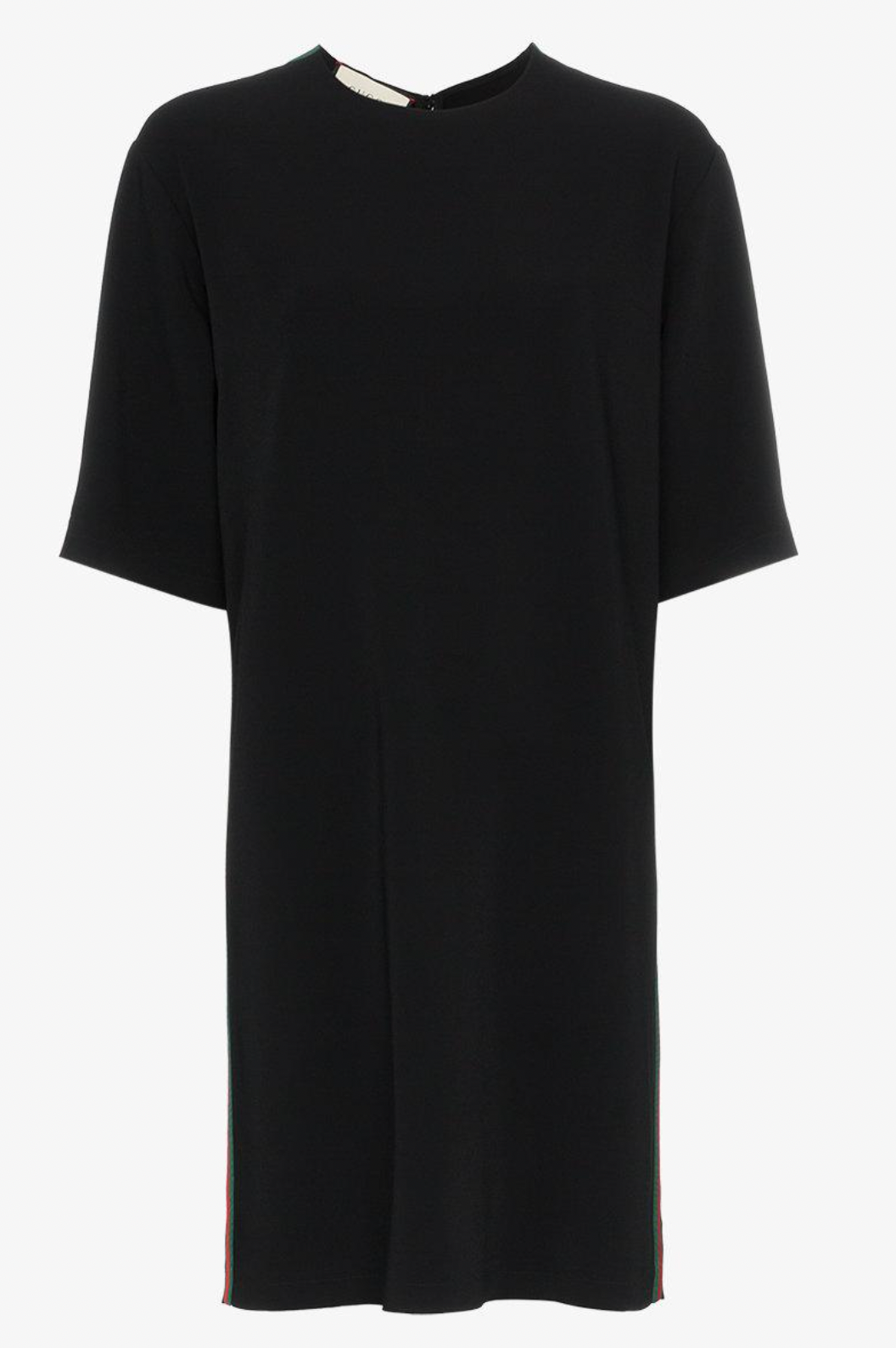 Black cotton jersey web stripe oversize T-shirt dress