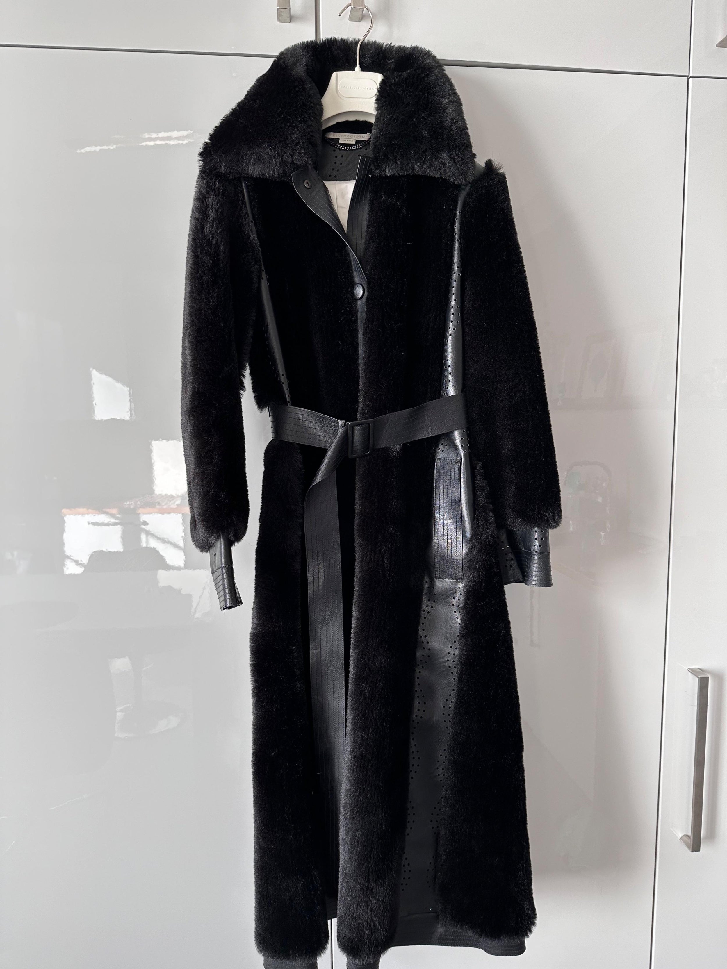 Stella McCartney Faux fur and Vegan Leather Longline Coat