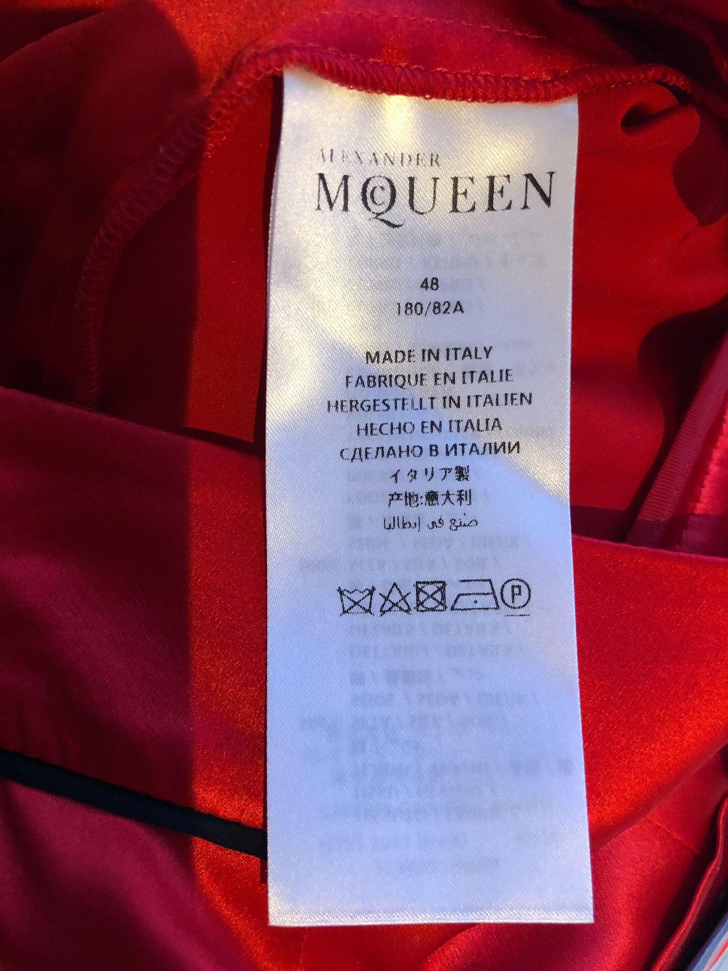 Red Silk Pants with Contrast Piping
