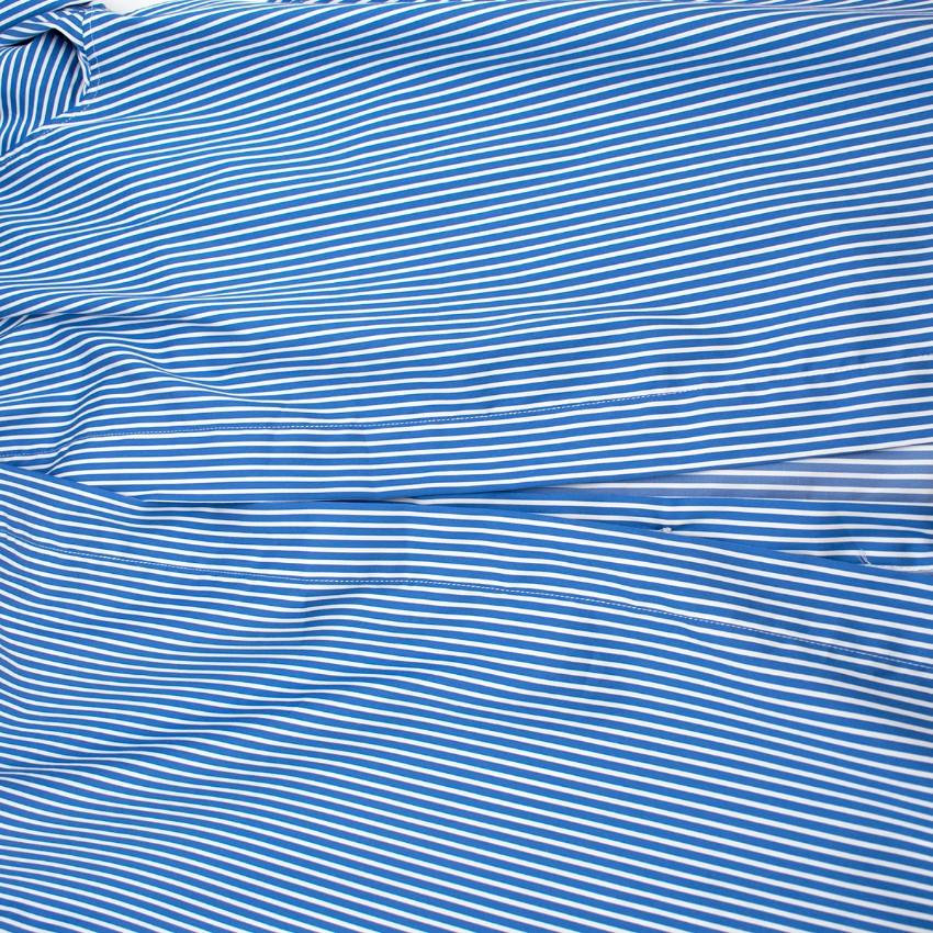 Tome Blue Pinstriped Long sleeve Top with Back Opening