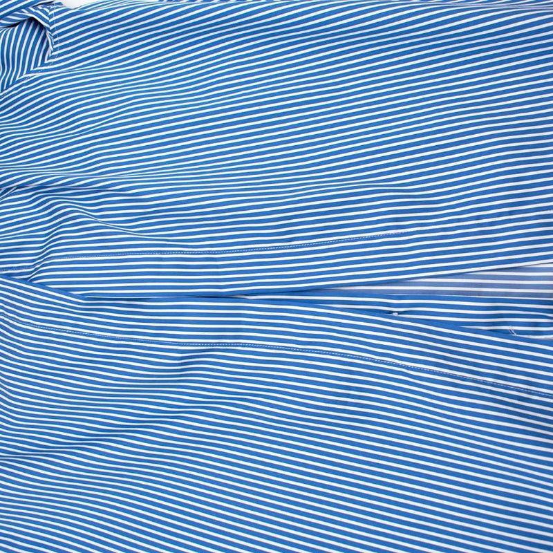 Tome Blue Pinstriped Long sleeve Top with Back Opening