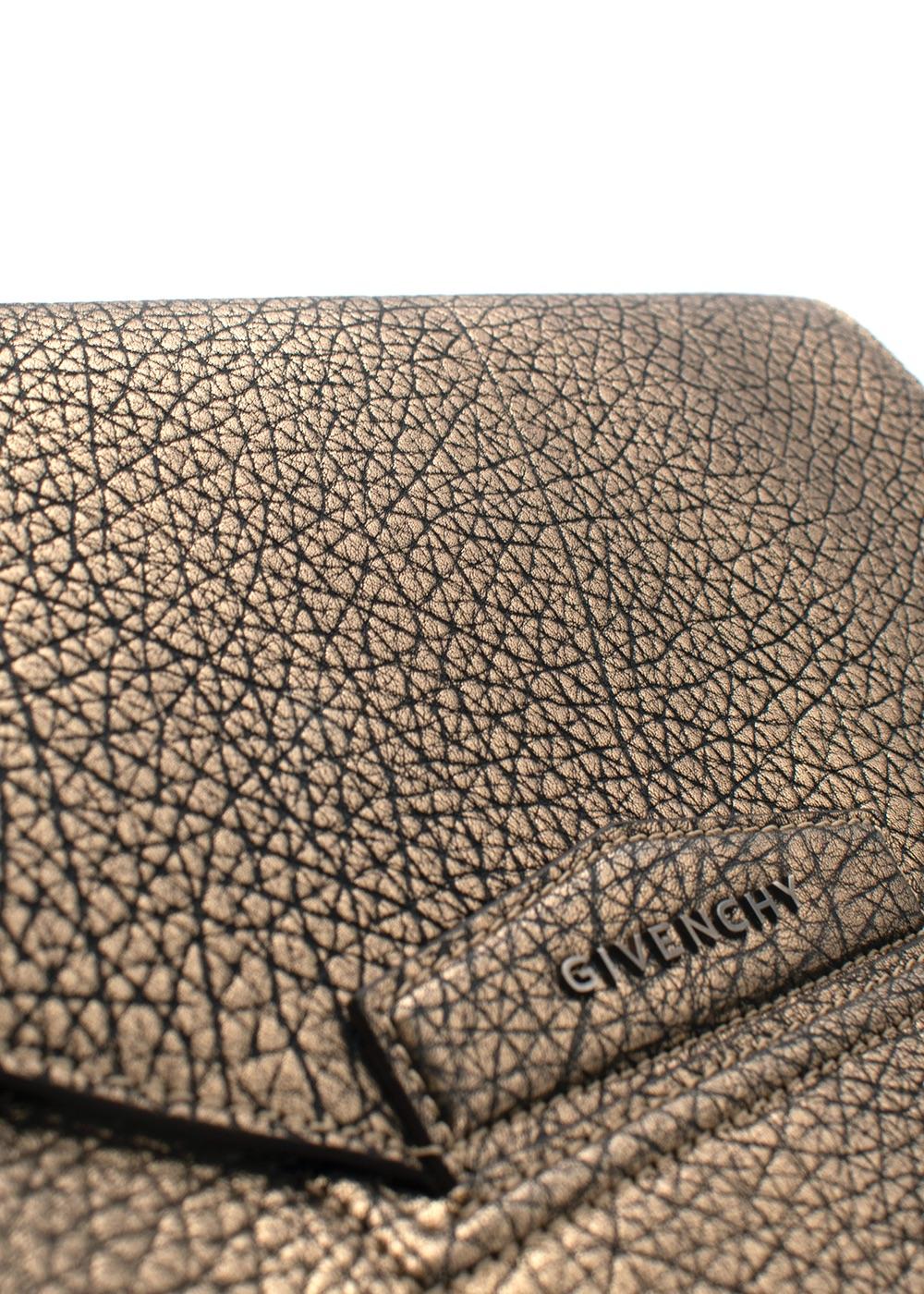 Gold Metallic Embossed Leather Clutch Bag