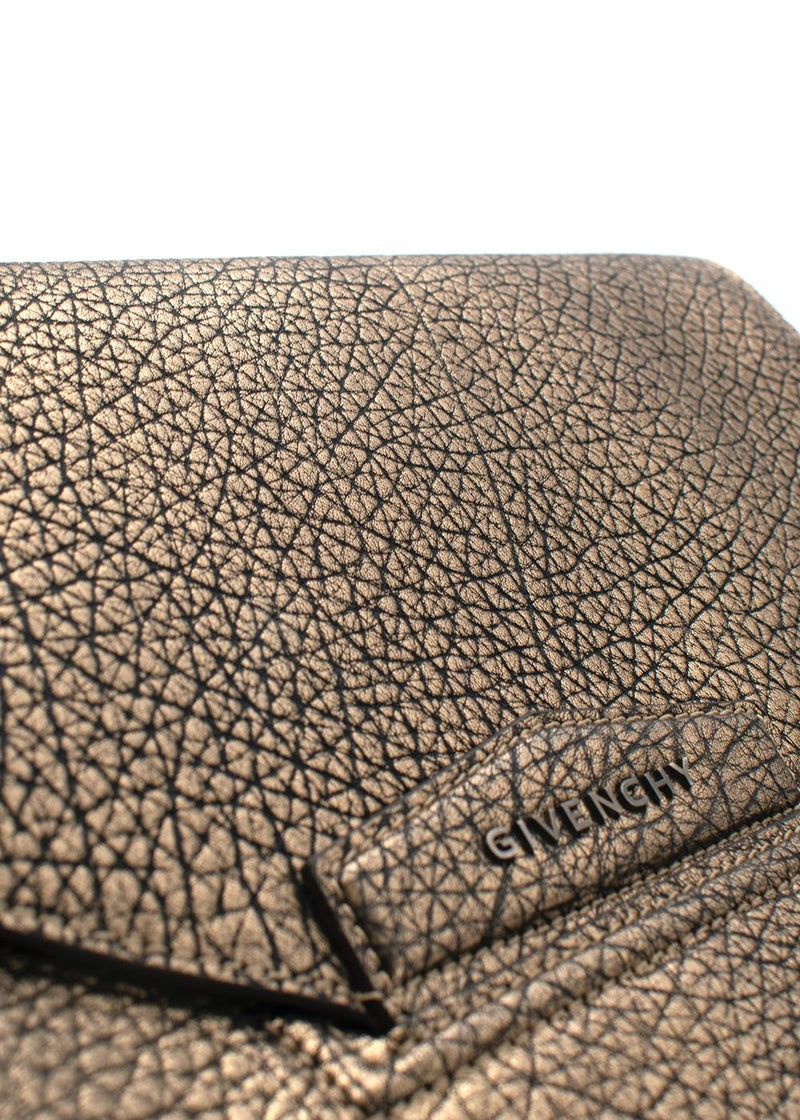 Gold Metallic Embossed Leather Clutch Bag