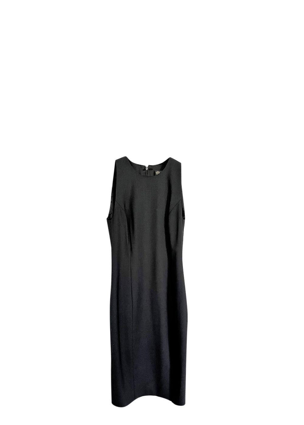 Black Wool-Blend Sheath Dress