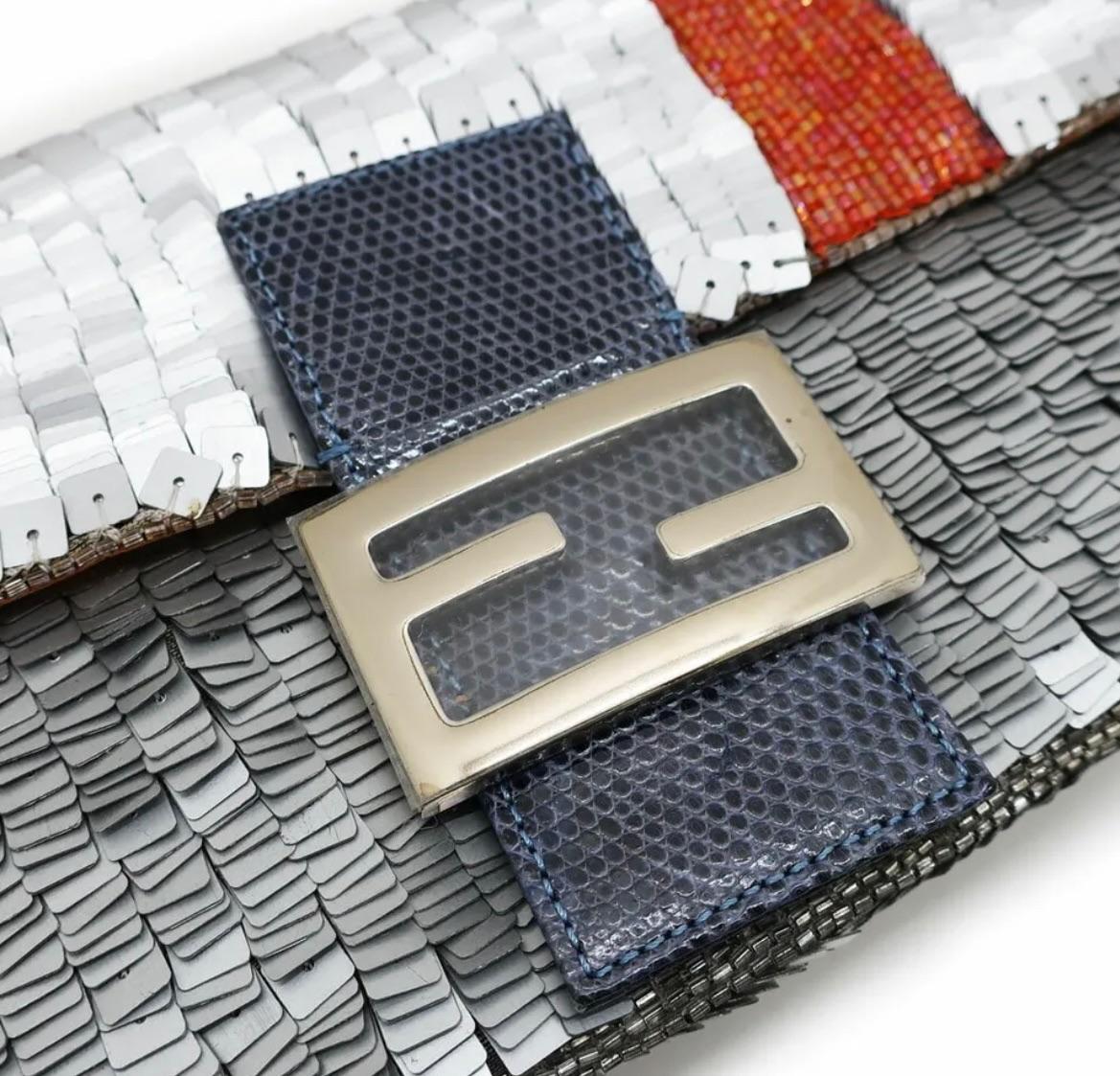 Silver Pleated Sequin Collectors Baguette