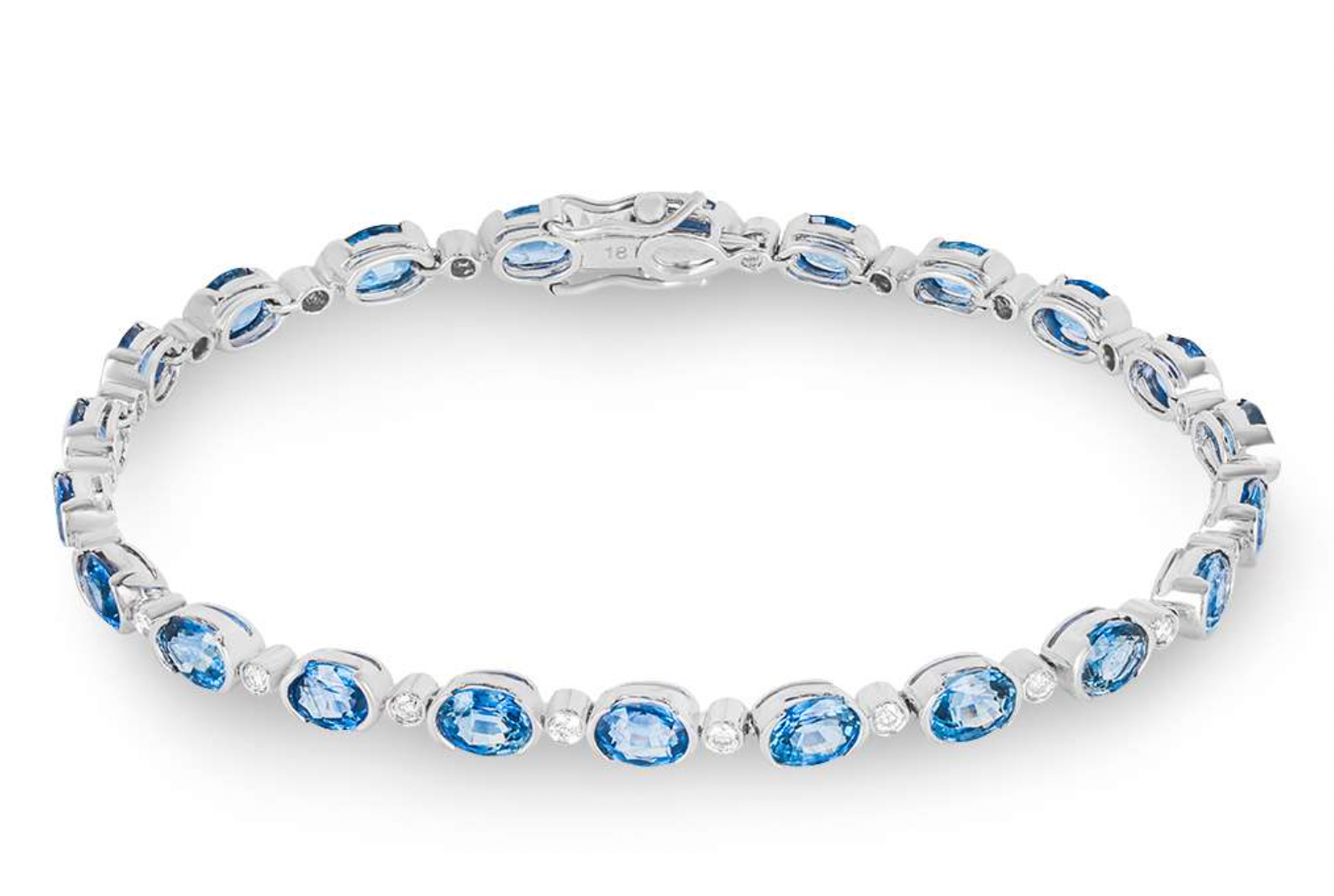 18ct White Gold Diamond & Sapphire Line Bracelet